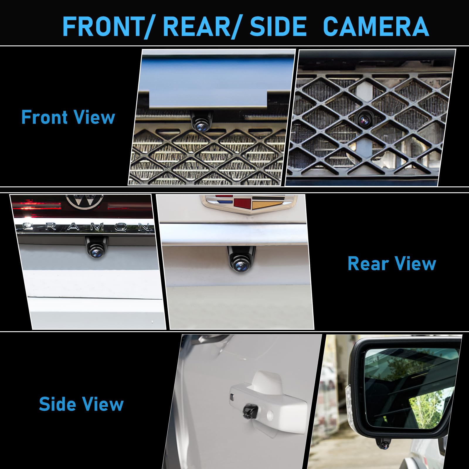 HD Backup Camera for Car Universal Front/Side/Rear Camera for 12V Car Truck Pickup SUV Rear View Reverse Camera with 360° rotation Angle Super Night Vision IP69K Waterproof