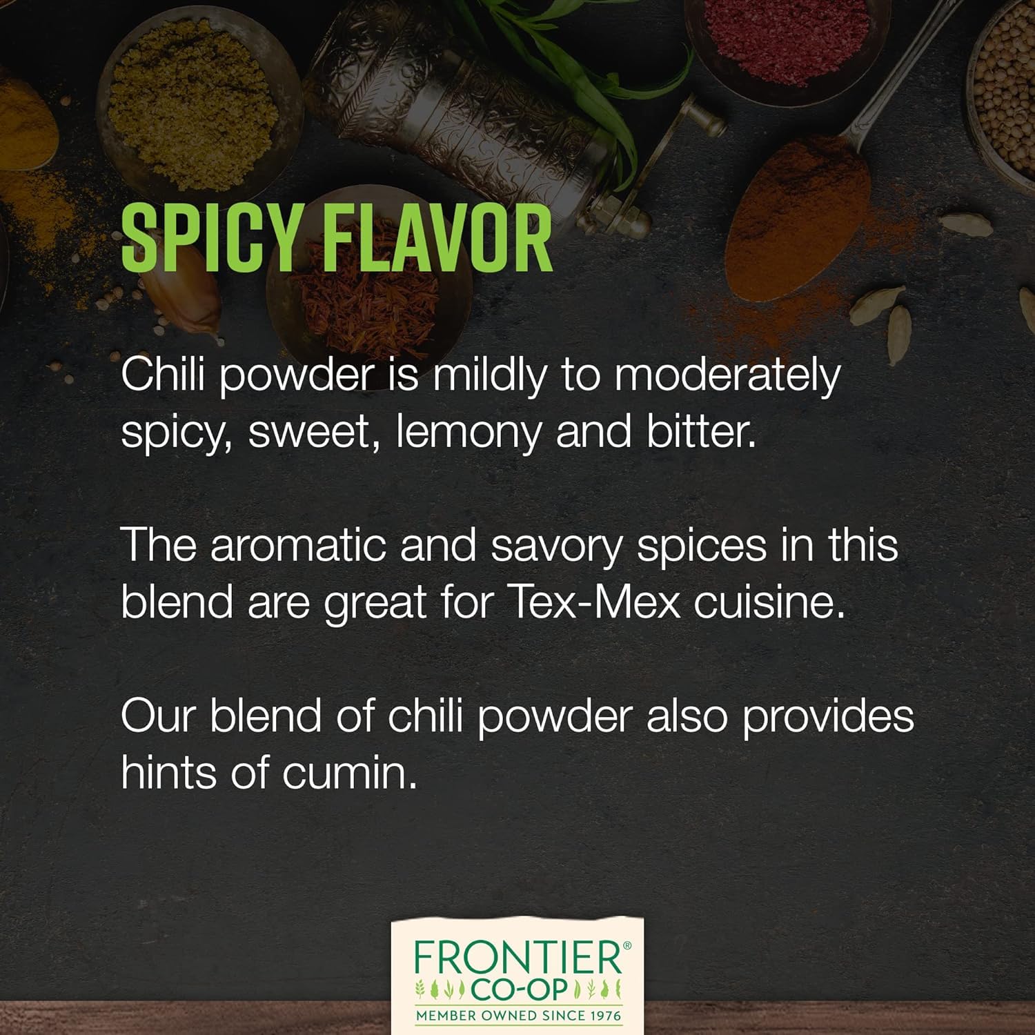 Frontier Co-op Organic Chili Powder Seasoning, 1 Pound, Mild to Moderatly Spicy, Sweet, Tangy, Zesty, Kosher, Salt Free