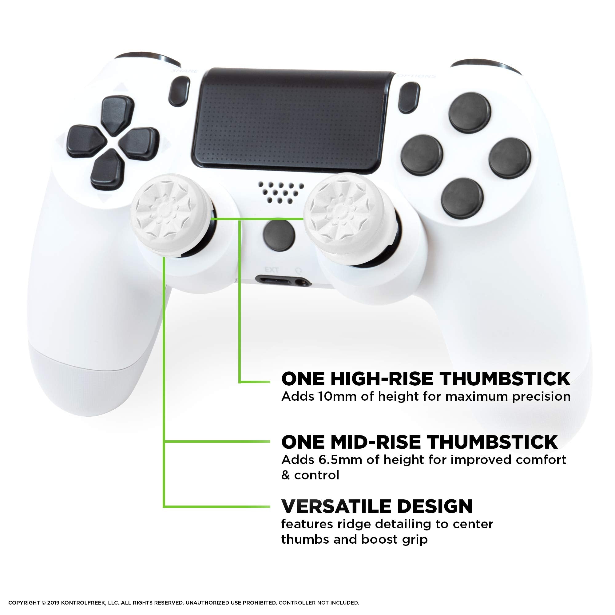 KontrolFreek FPS Freek Galaxy White for PlayStation 4 (PS4) and PlayStation 5 (PS5) | Performance Thumbsticks | 1 High-Rise, 1 Mid-Rise | White
