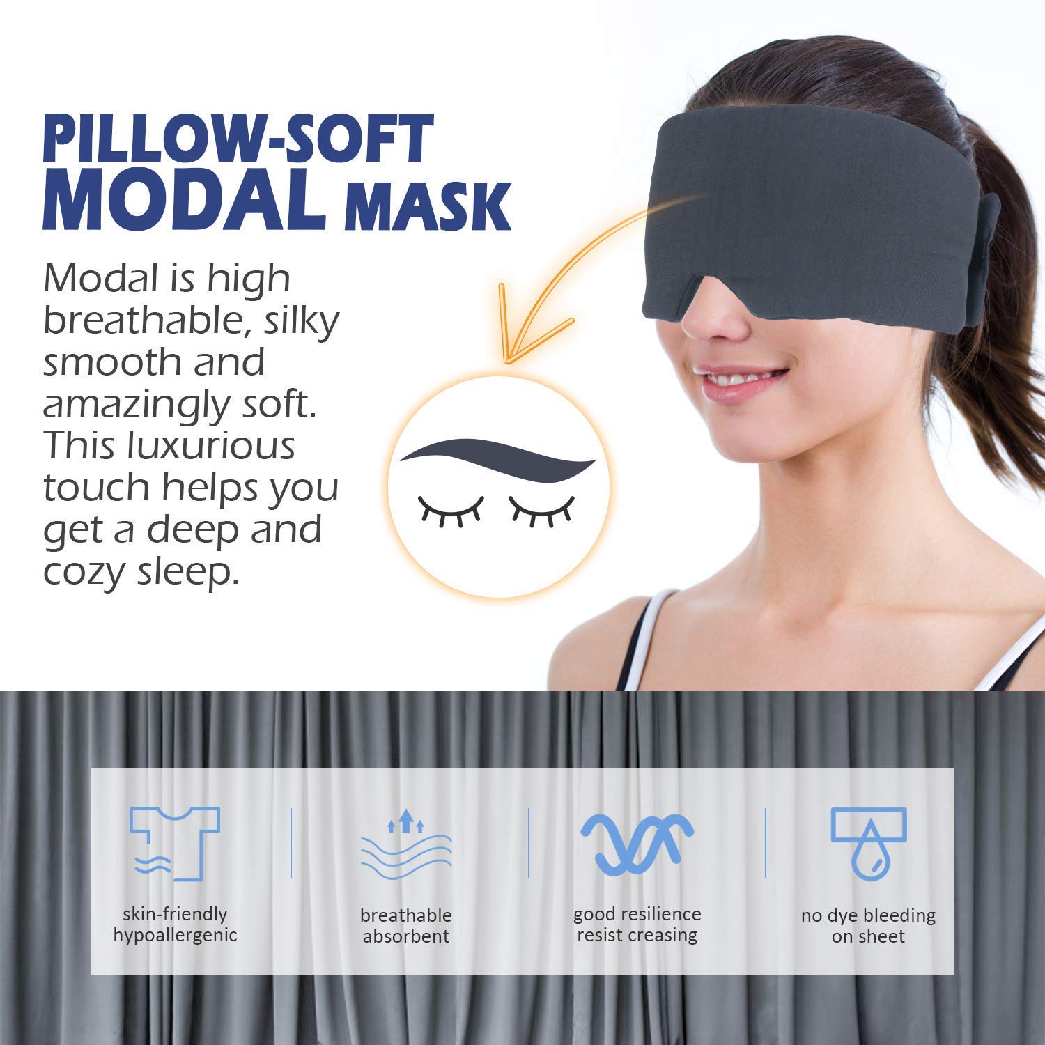 Mavogel Sleep Mask - Modal Material Eye Mask for Sleeping, Ultra Soft and Skin Friendly Full Eye Covers for Women/Men, Perfect Light Blocking Sleeping Mask for Travel Yoga Nap, Fully Adjustable Strap
