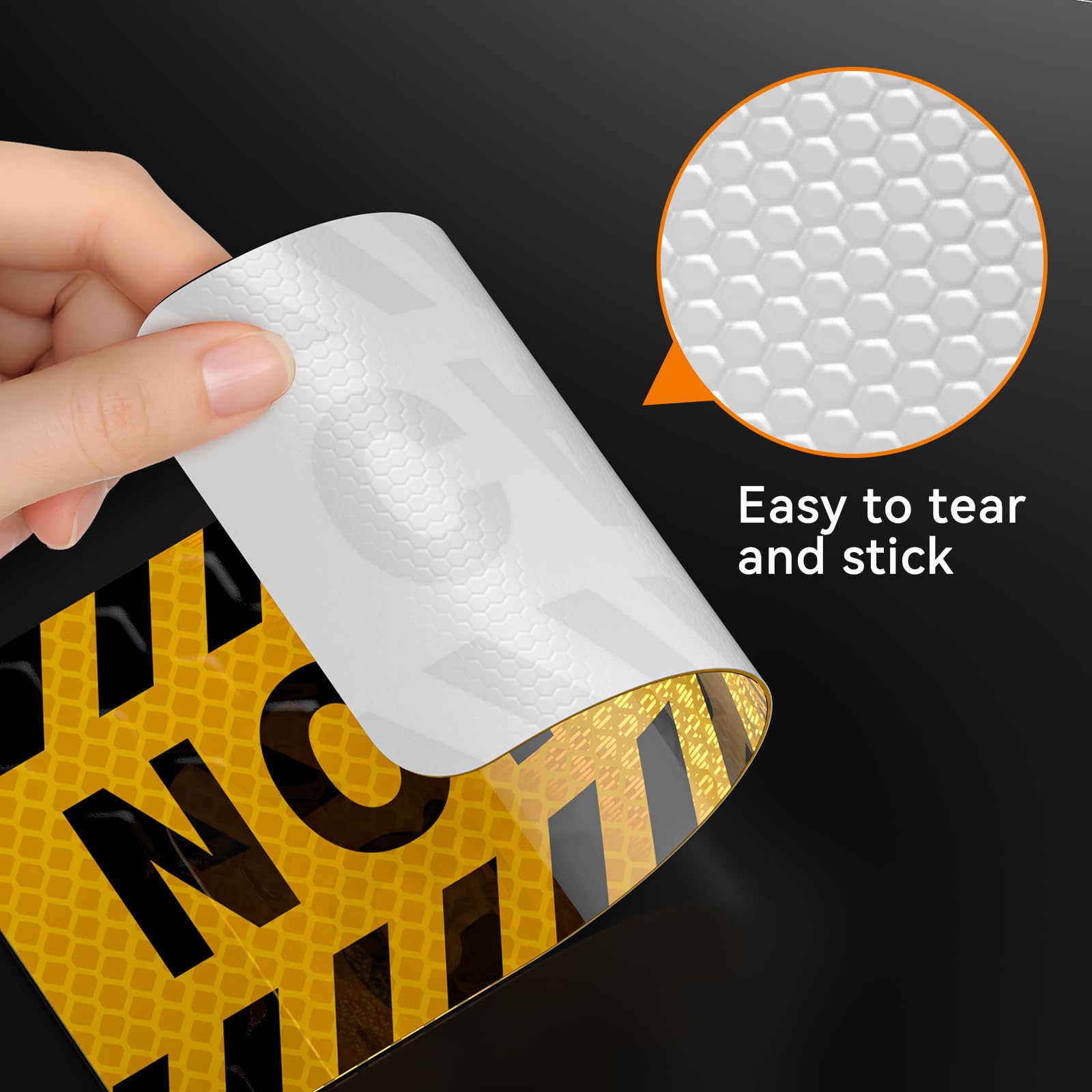 PHIXBEAR 2Pack Reflective Stickers - Made of 3M DG3 Material, High-Visibility CAUTION Labels for Trucks, Vans, Forklifts, Trailers, Warehouse Equipment, Parking Lots & Yards (Black/Yellow)