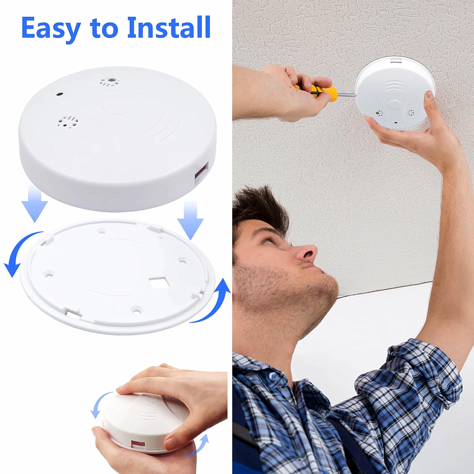 YYCAMUS Smoke Detector Hidden Camera WiFi 1080P HD Indoor Camera Video Wireless Small Camera with Night Vision and Motion Detection for Home