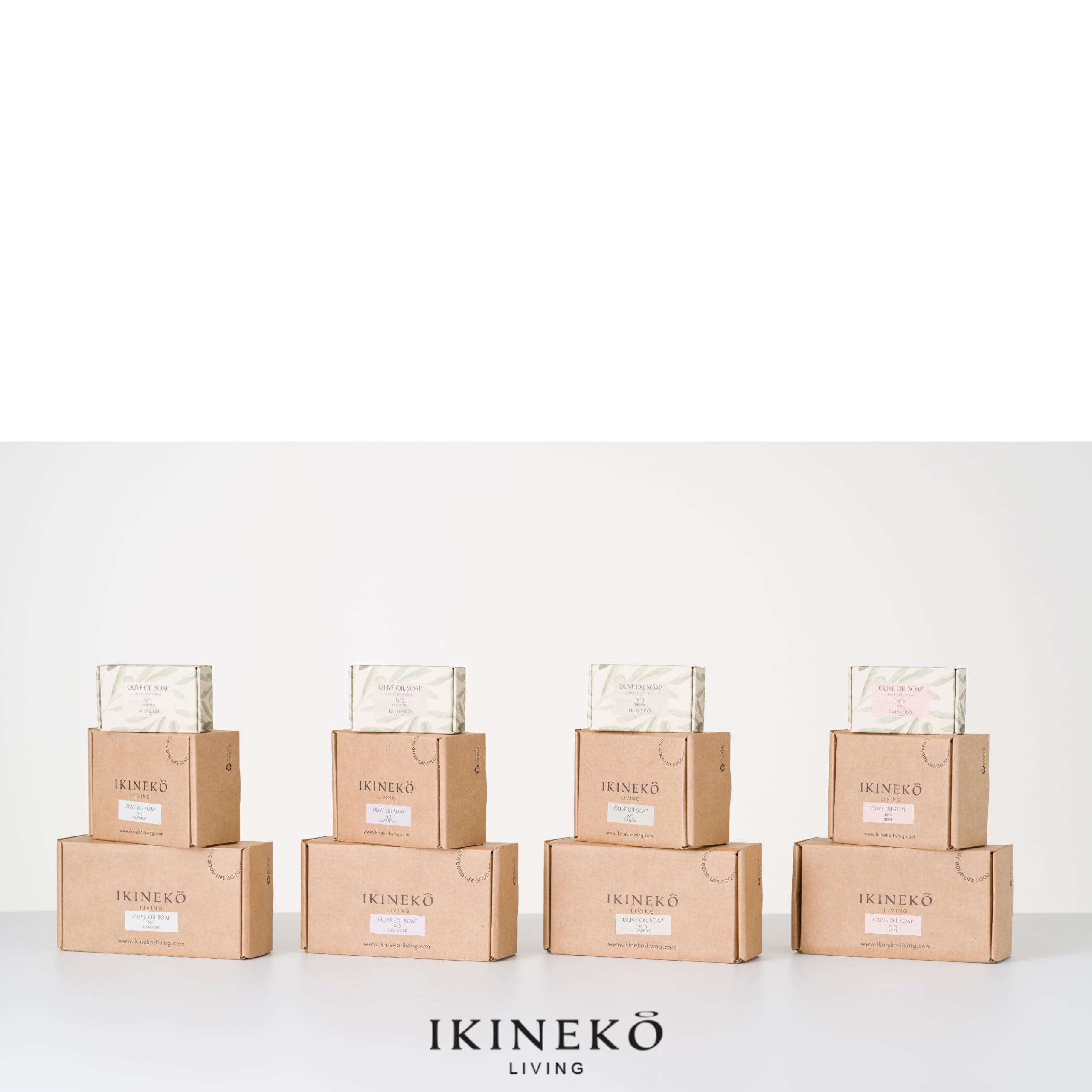 IKINEKO No3 Pure Olive Oil Soap Bar - Plant Based Natural Ingredients - For All Skin Types - Handmade - Daphne Scented - 125gr