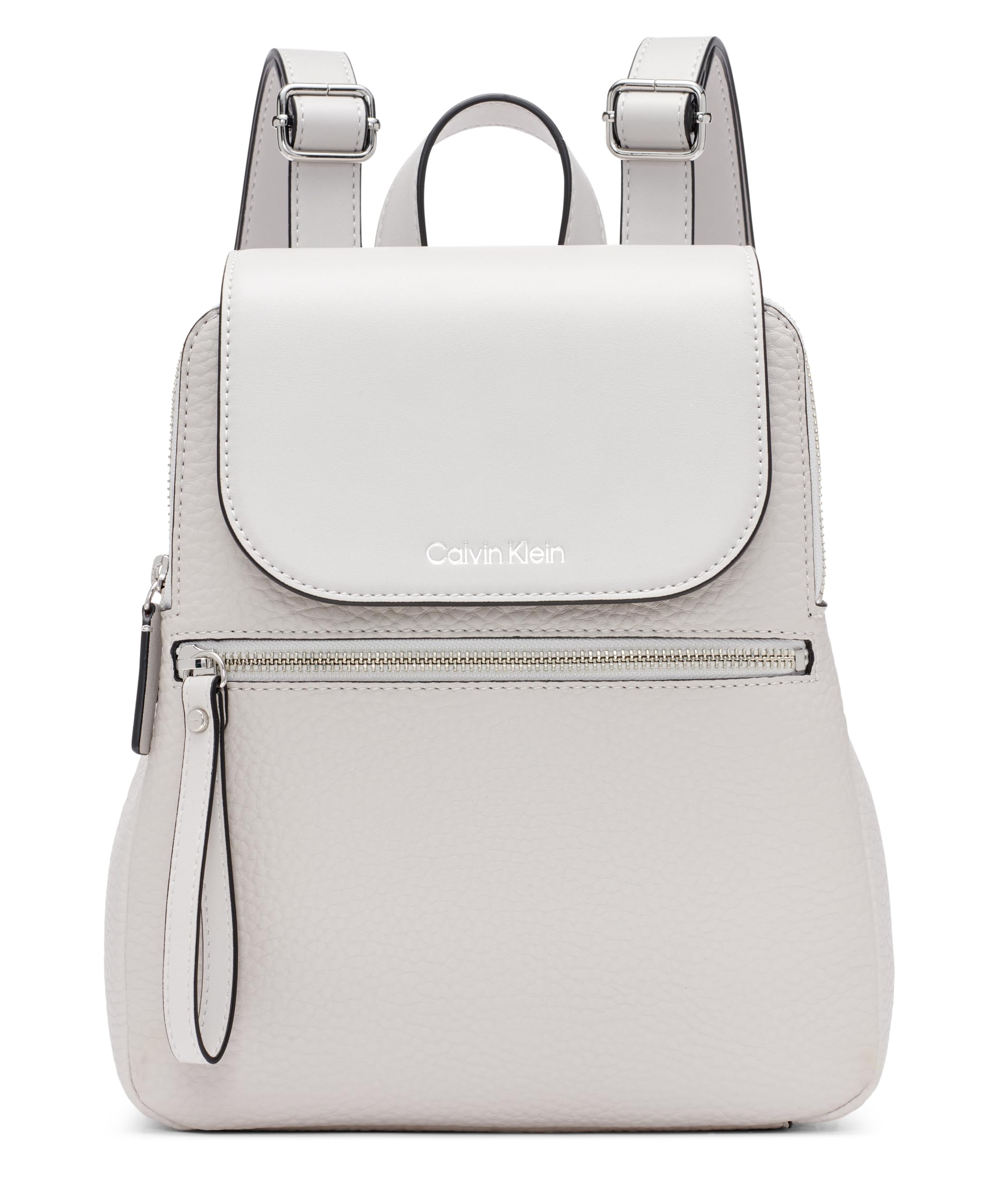 Calvin Klein Reyna Novelty Key Item Flap Backpack, Dove Grey, One Size