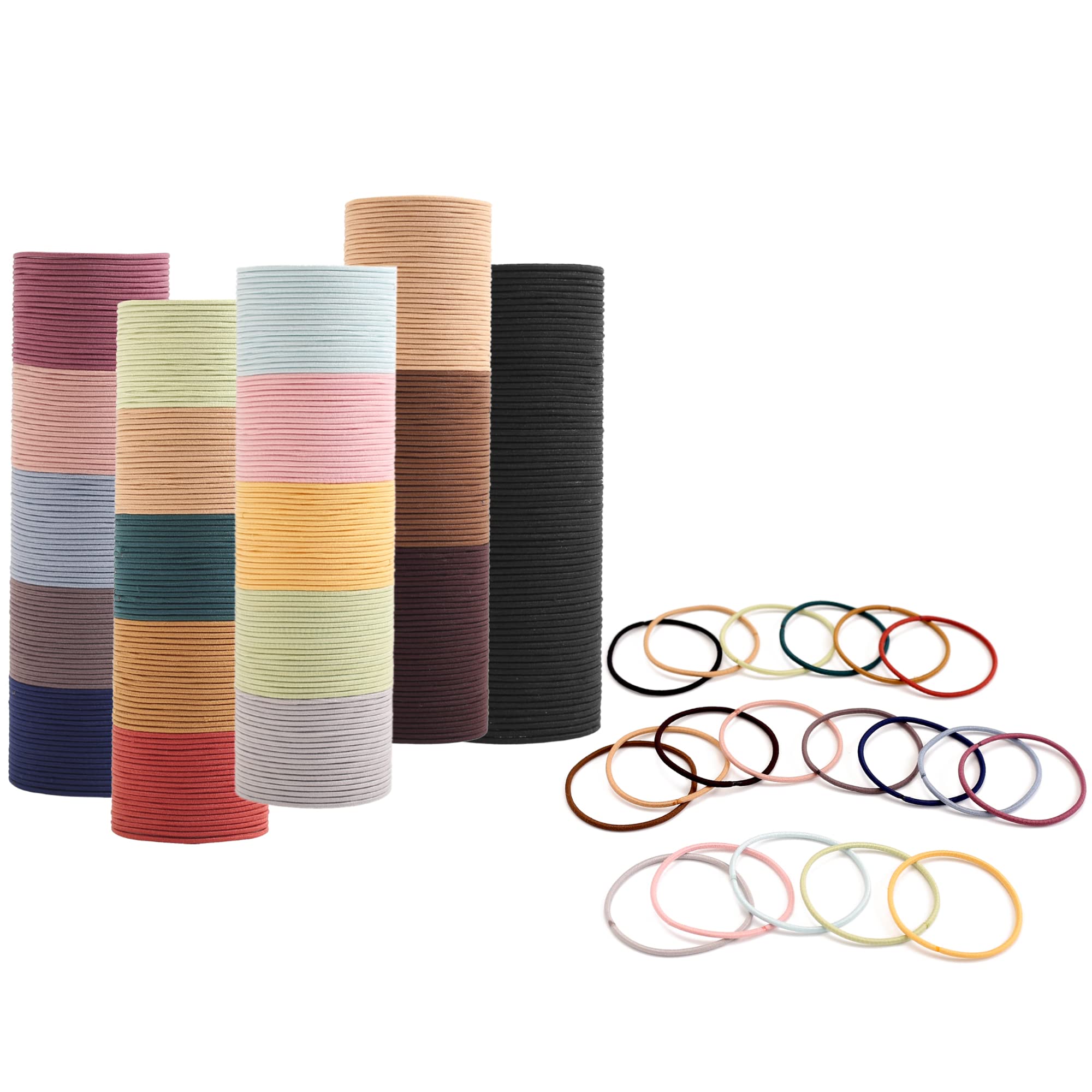 500 PCS Hair Ties for Thin Hair - 2mm x 4cm Premium Nylon Black Hair Tie Bulk for Women Girl Small Ponytail Holders Men Hair Elastic Band(Multicolor)