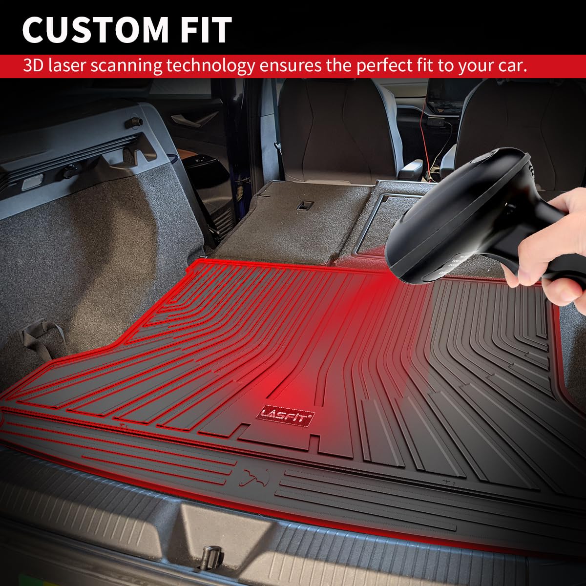 LASFIT Trunk Mat for BMW X5 2025 2024 2023 2022 2021 2020 2019, All Weather TPE Cargo Mats Custom Fit Cargo Liner Front & Rear Trunk liner, Black