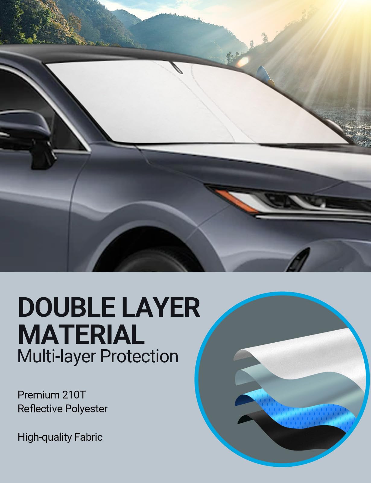 Proadsy 2024 Upgrade Front Windshield Sun Shade Foldable Sunshade Protector Custom Fit 2021 2022 2023 2024 Toyota Venza, LE, XLE, Limited, SUV Accessories