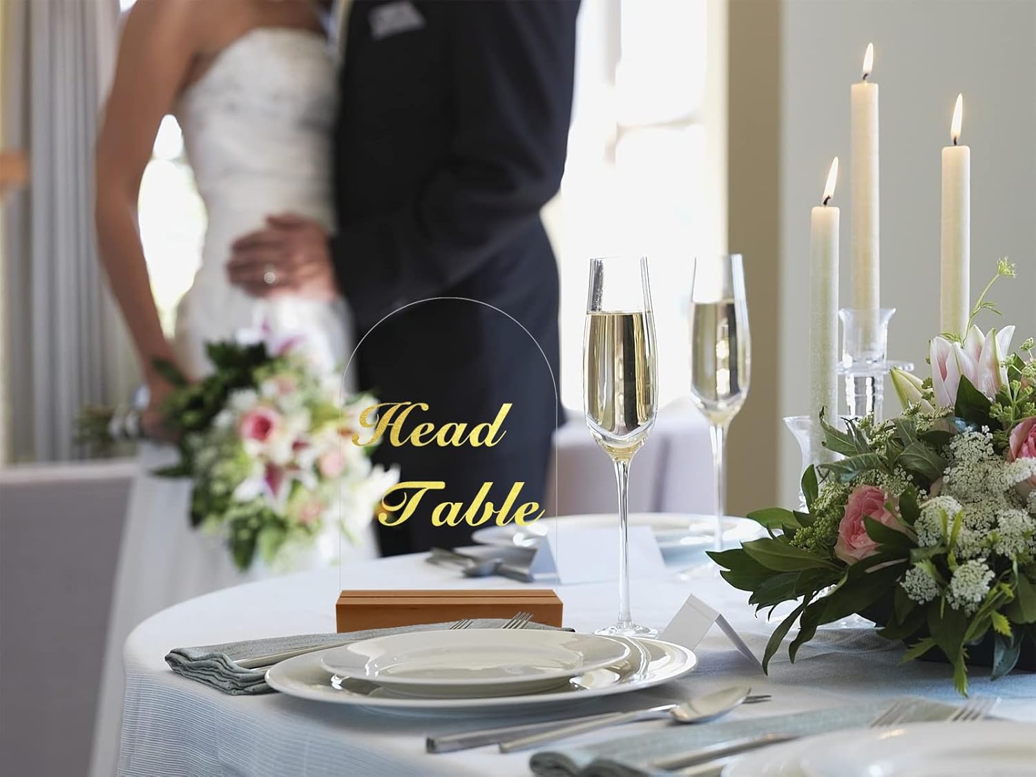 ORGANTEAM Acrylic Sign Blank Sheet with Wooden Stands Holders Wedding Table Numbers, 10 pack DIY 4x6 blank clear Arch Signs for Wedding reception, Centerpiece, Decoration, Party,Anniversary, Event