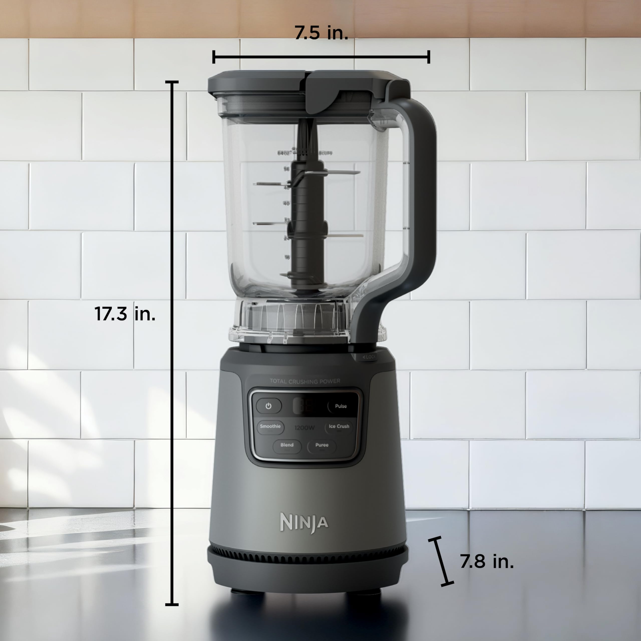 Ninja BlendPro Kitchen System | 72 oz* Full-Size Blender, 5-Cup Food Processor & 18 oz To-Go Cup | Total Crushing Tech, Presets for Smoothies, Ice Crush, Purees & Extracts | 1200 Watt | Beige | BO402