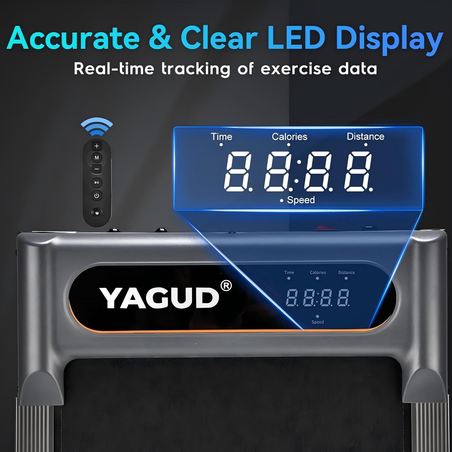 Yagud Walking Pad, Walking Pad Treadmill for Home Office, Portable Under Desk Treadmill with Remote Control and LED Display, Walking Jogging Running Machine