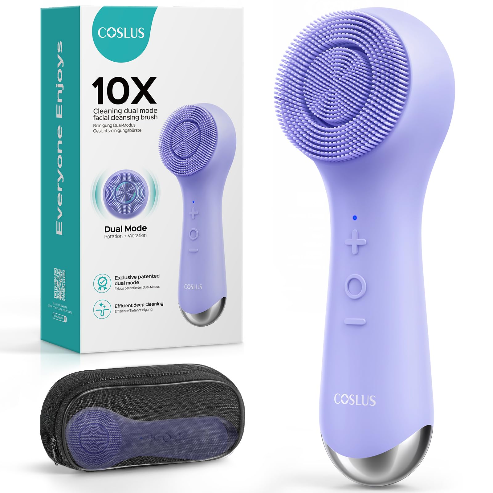 Face Scrubber Facial Cleansing Brush: 2 in 1 Spin and Vibration Patented Tech, Silicone Electric Exfoliator Scrubber with Automatic Foaming, Waterproof Face Cleanser Brush for Men and Women, Purple