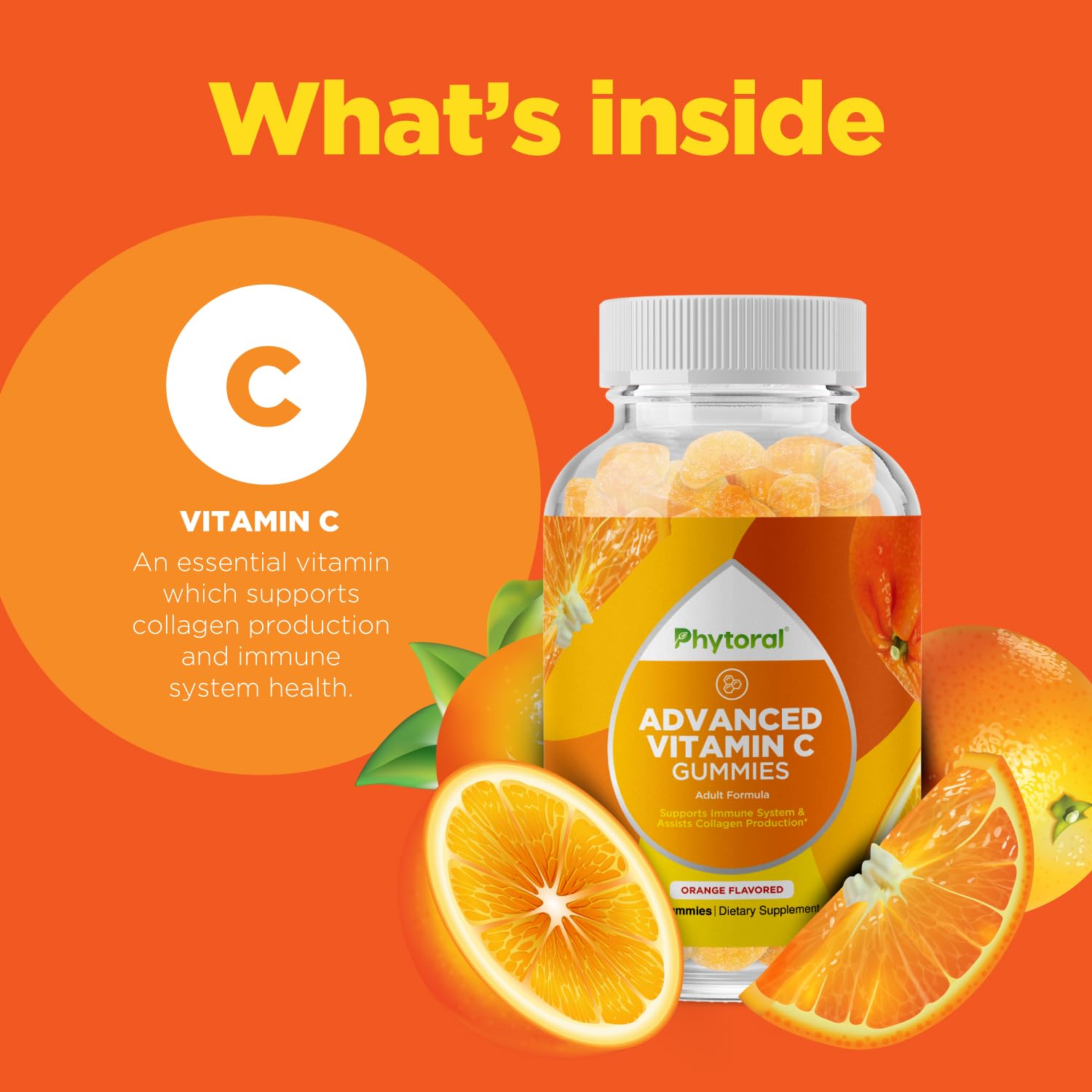 Natural Vitamin C Gummies for Adults - High Potency Vitamin C Immune Support Gummies - Ascorbic Acid Chewable Vitamin C Gummies Immune Booster for Adults with Powerful Brain Vitamins Supplements