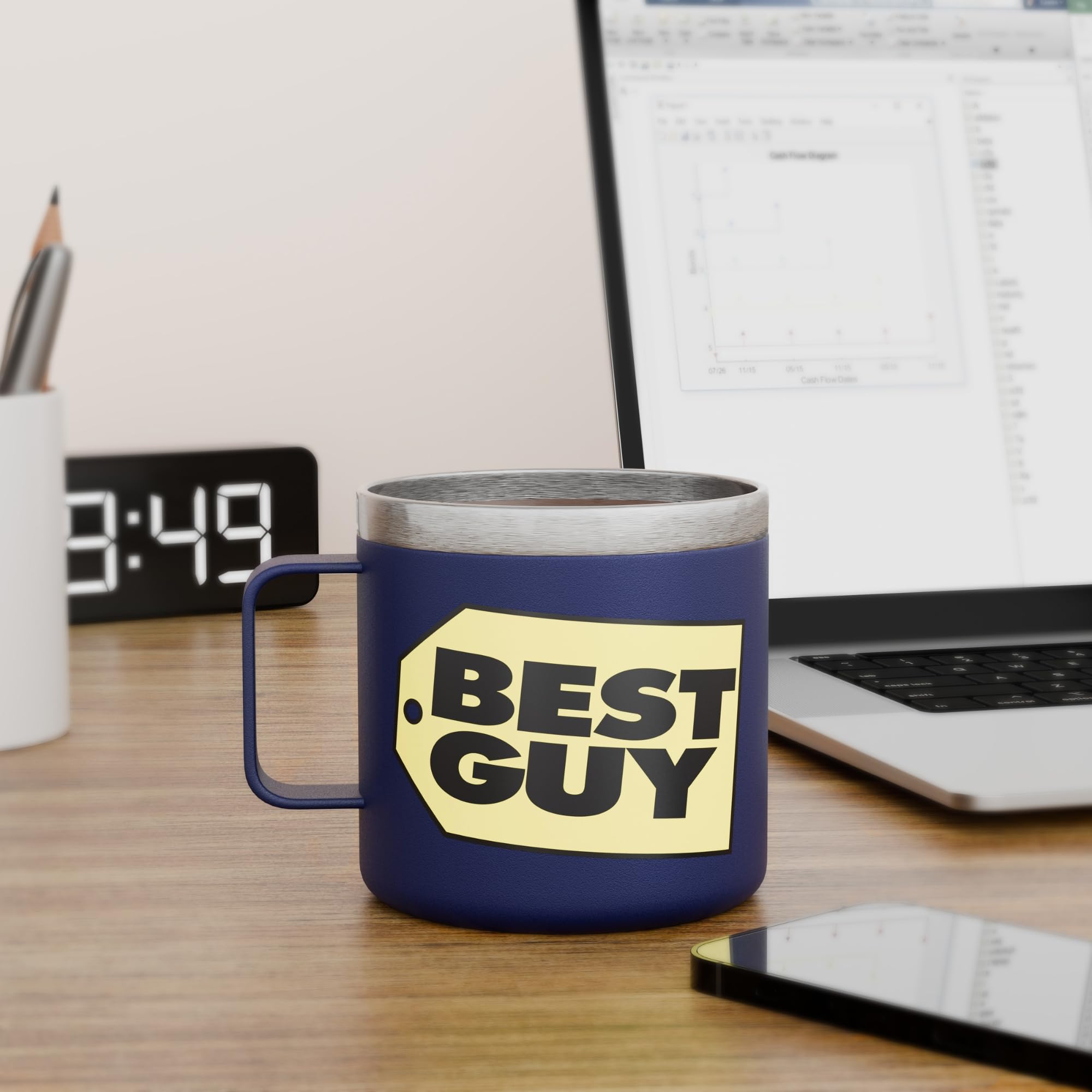 Gifts for Men - BEST GUY Travel Coffee Mug 14oz, Dad Gifts, White Elephant Gifts, Funny Coffee Mug, Gifts for Him, Husband Gifts, Gifts for Boyfriend, Birthday Gifts, Christmas Gifts, Valentines