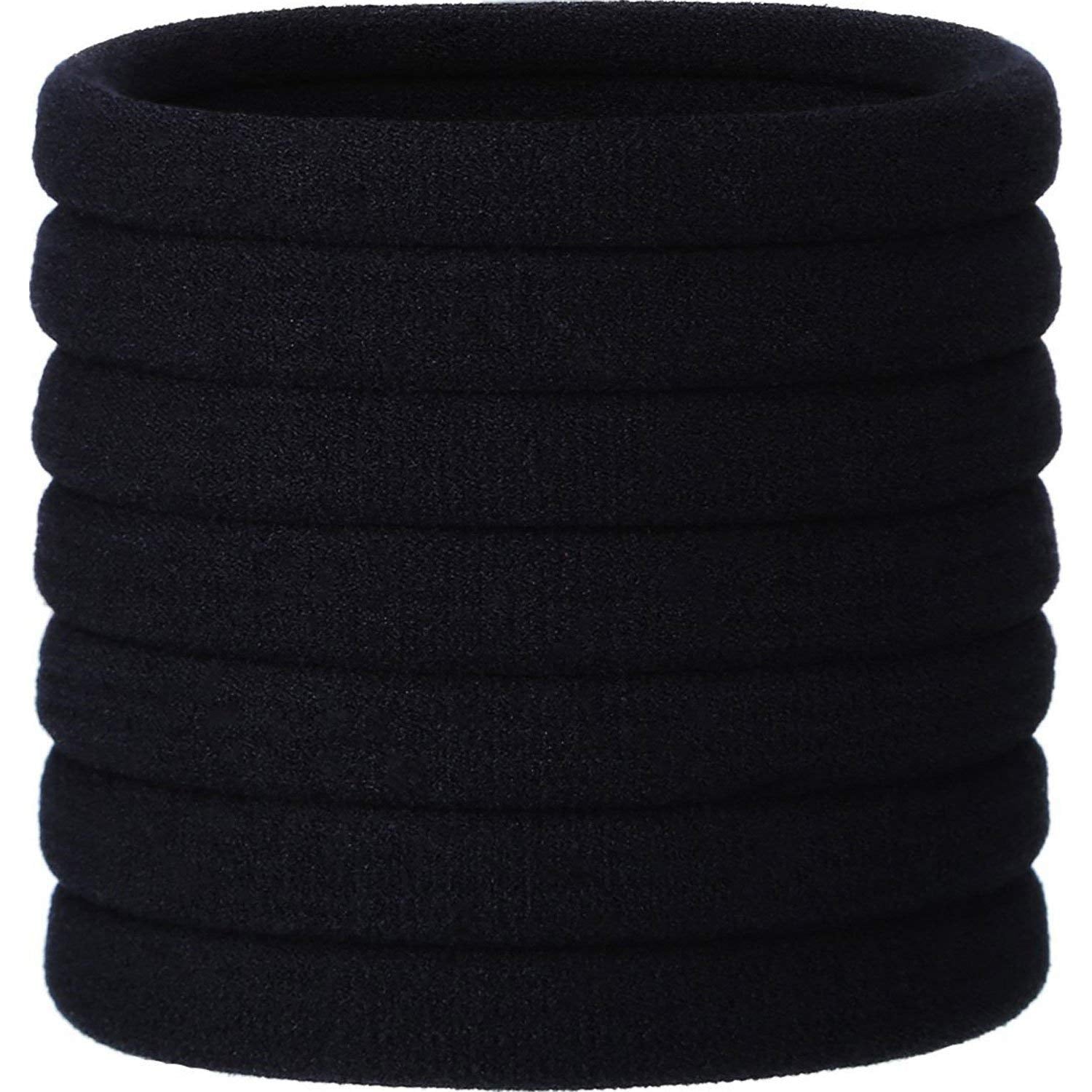 20 Pieces Large Stretch Hair Ties Hair Bands Ponytail Holders Headband for Thick Heavy and Curly Hair (Black, 5 cm in Diameter, 1 cm in Width)