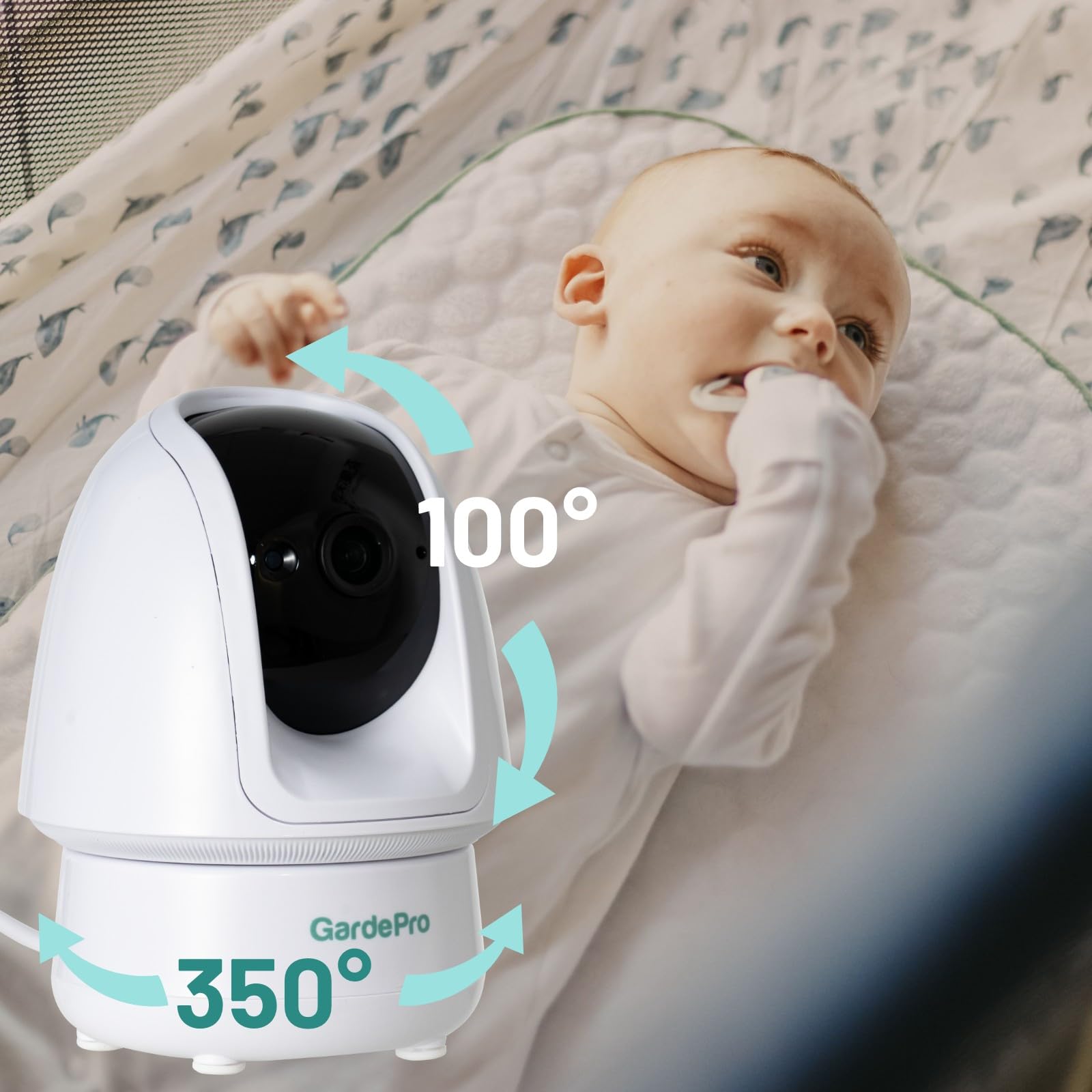 GardePro Video Baby Monitor with 3000ft Long Range, 5” Display, 1080p FHD Camera, 2-Way Audio, No WiFi, Super Clear Night Vision, 5000mAh Battery, Pan Tilt Zoom, Lullabies, White