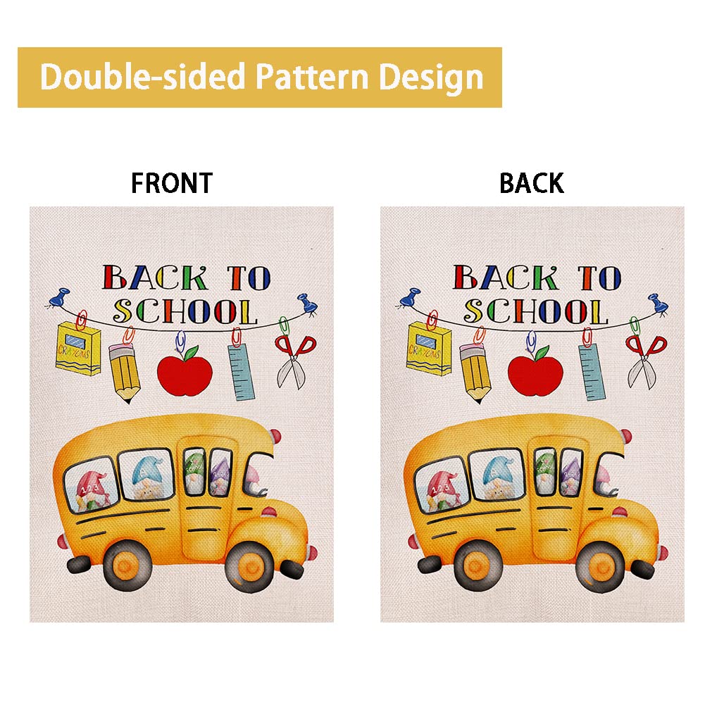 Welcome Back to School Stationery Garden Flag Double Sided, First Day of School Teacher Appreciation Yard Outdoor Decoration 12.5 x 18 Inch