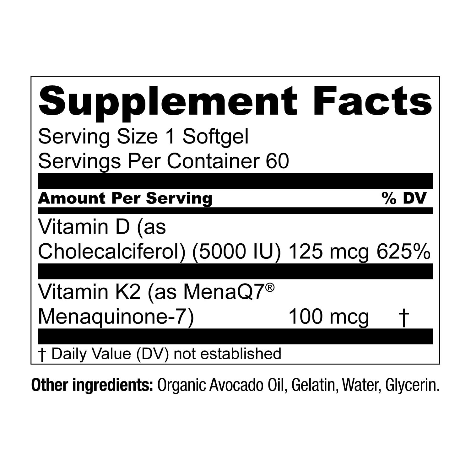 Live Conscious Vitamin K2 MK7 with D3 Supplement | Bone & Heart Health Support - Patented Vitamin K & Vitamin D3 5000 IU - 60 Softgels