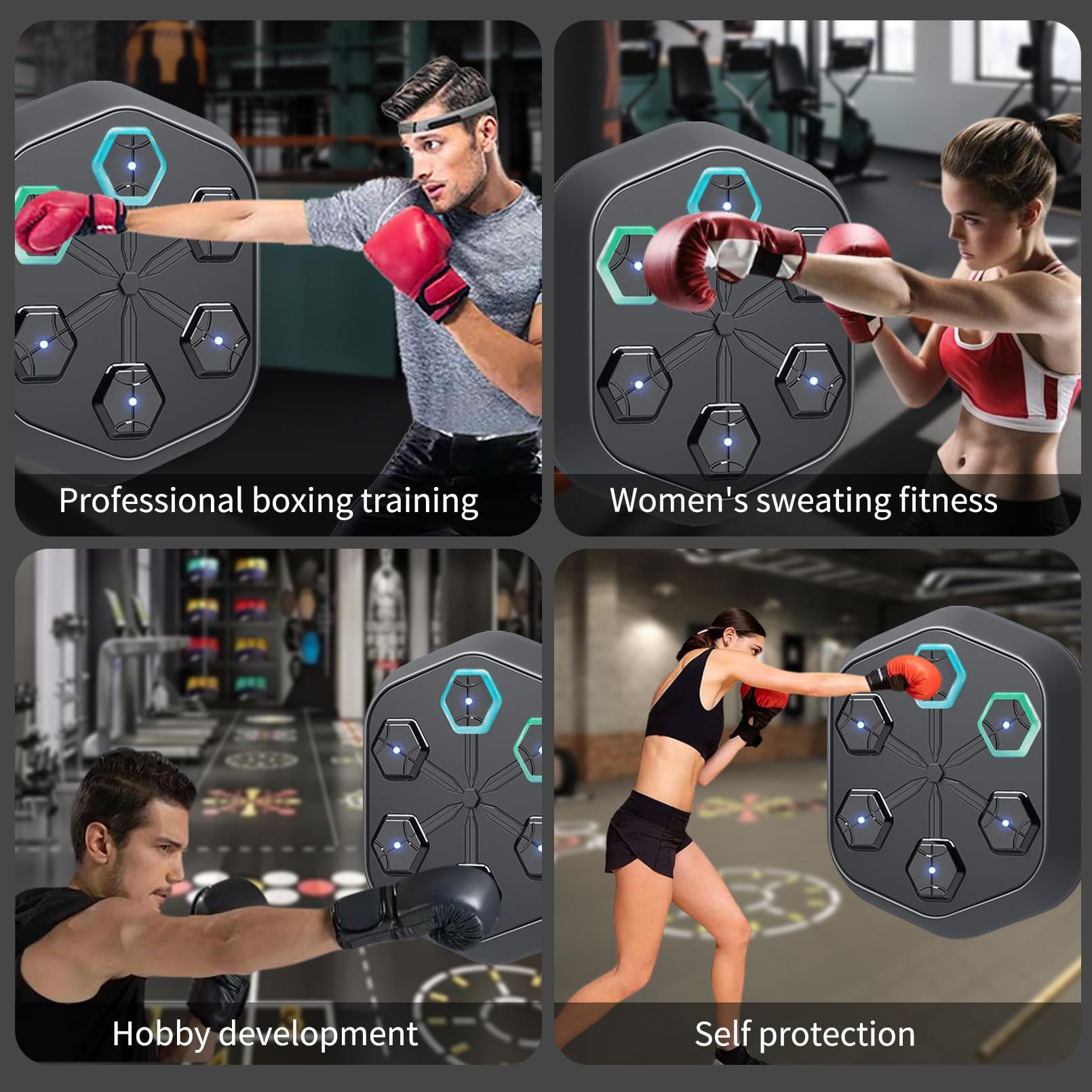 Heatmai Music Boxing Machine for Adults, Wall Mounted Smart Workout Equipment with Gloves, Bluetooth Musical Punching Target Trainer for Indoor Home Gym