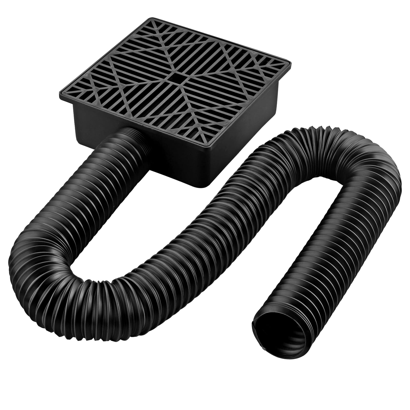 CAMWAY Gutter Downspout Extensions 14 to 55inch,Sturdy Catch Basin Low Profile Rain Drain Downspout Extender,Flexible Rainwater Sink Downspout Extension Pipe,No Dig