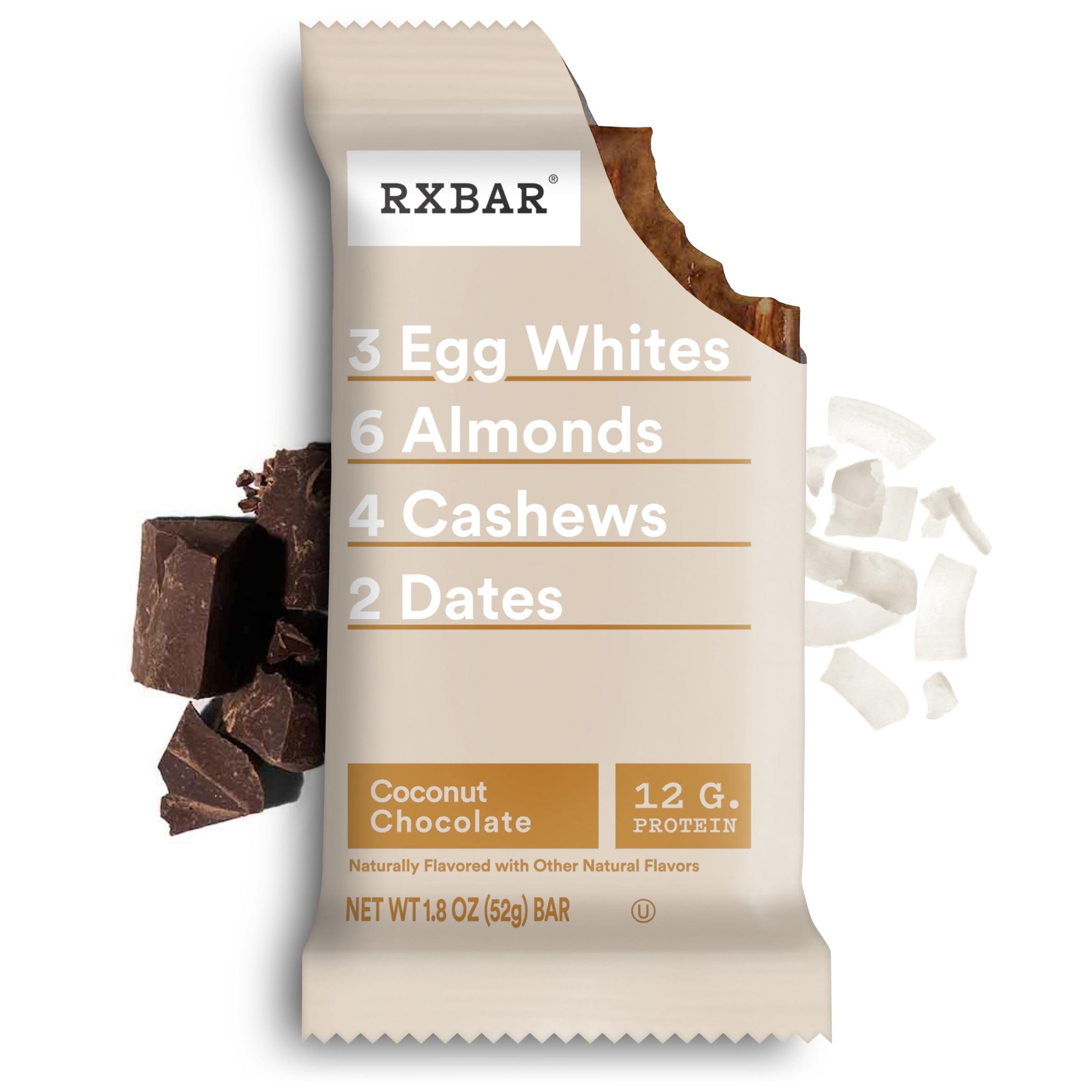 RXBAR Protein Bars, Protein Snack, Snack Bars, Coconut Chocolate, 22oz Box (12 Bars)