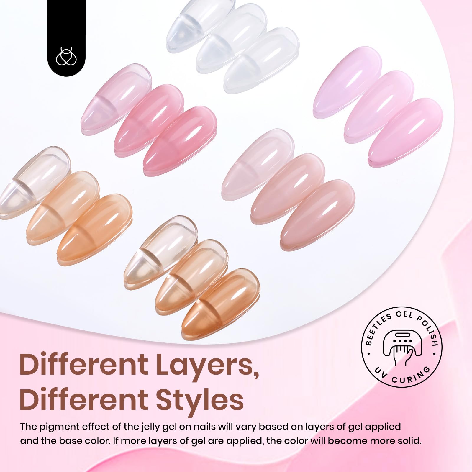 Beetles Gel Polish 6 Colors Jelly Winter Gel Nail Polish Set Gift, Milky White Sheer Pink Nude Brown Translucent Soak Off Uv Nail Gel Diy Art for Girls Women Ultimate Monochrome Collection