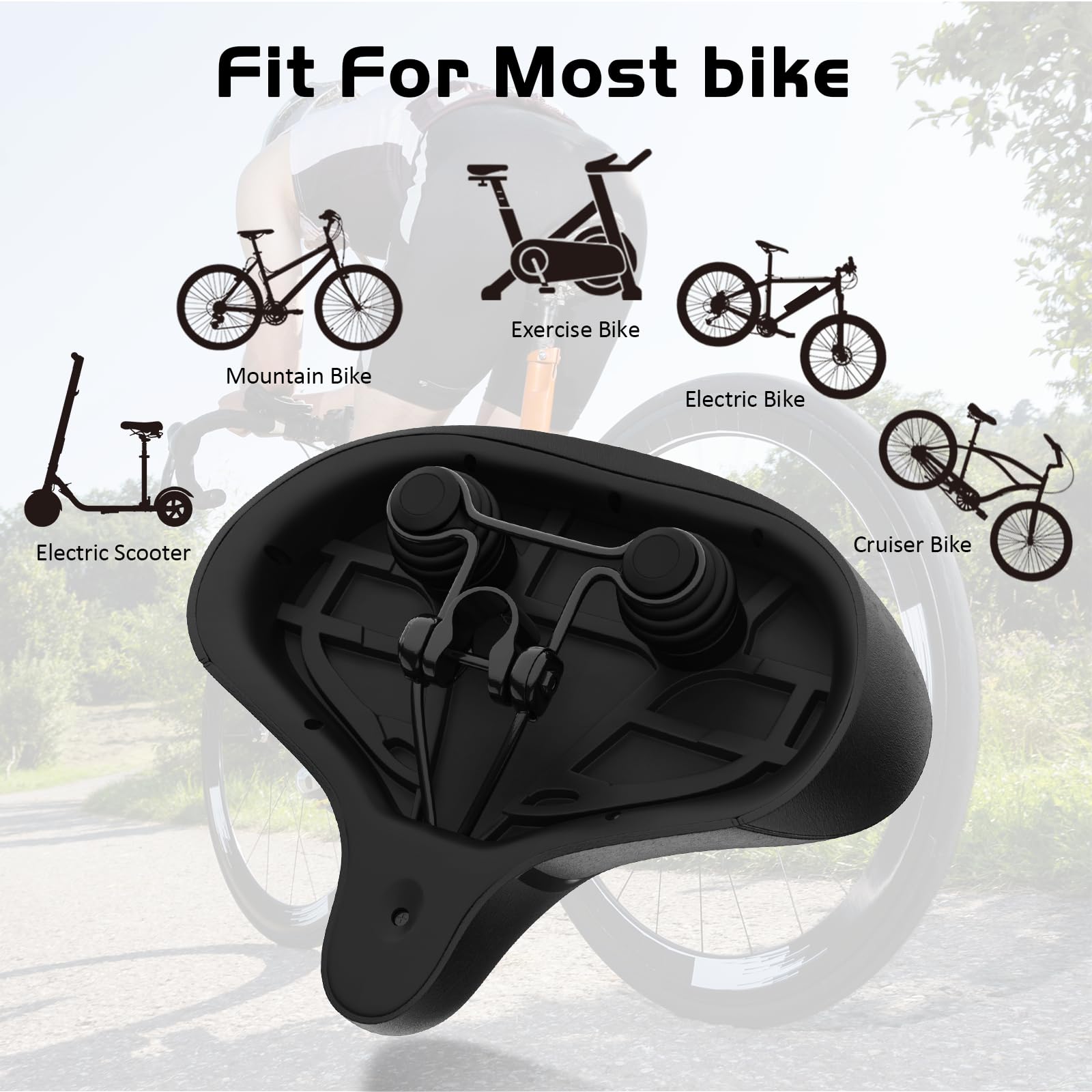 Twomaples Bicycle Seat, Bike Seat for Women Men Extra Comfort Wide, Oversized Comfortable Seats Saddle for Peloton Bikes, Fit for Exercise Bikes, Electric Bikes, Mountain Bikes, Cruiser Bikes