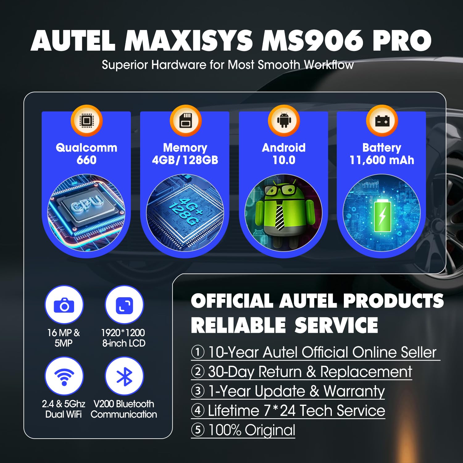 Autel MaxiSys MS906 PRO Scanner, 2024 5X Faster MS906Pro Advanced ECU Coding Upgrade of MS906BT MK908, DoIP & CAN FD, 36+ Service, 3000+ Active Tests, Auto Scan 2.0, 4G/128G, FCA Autoauth