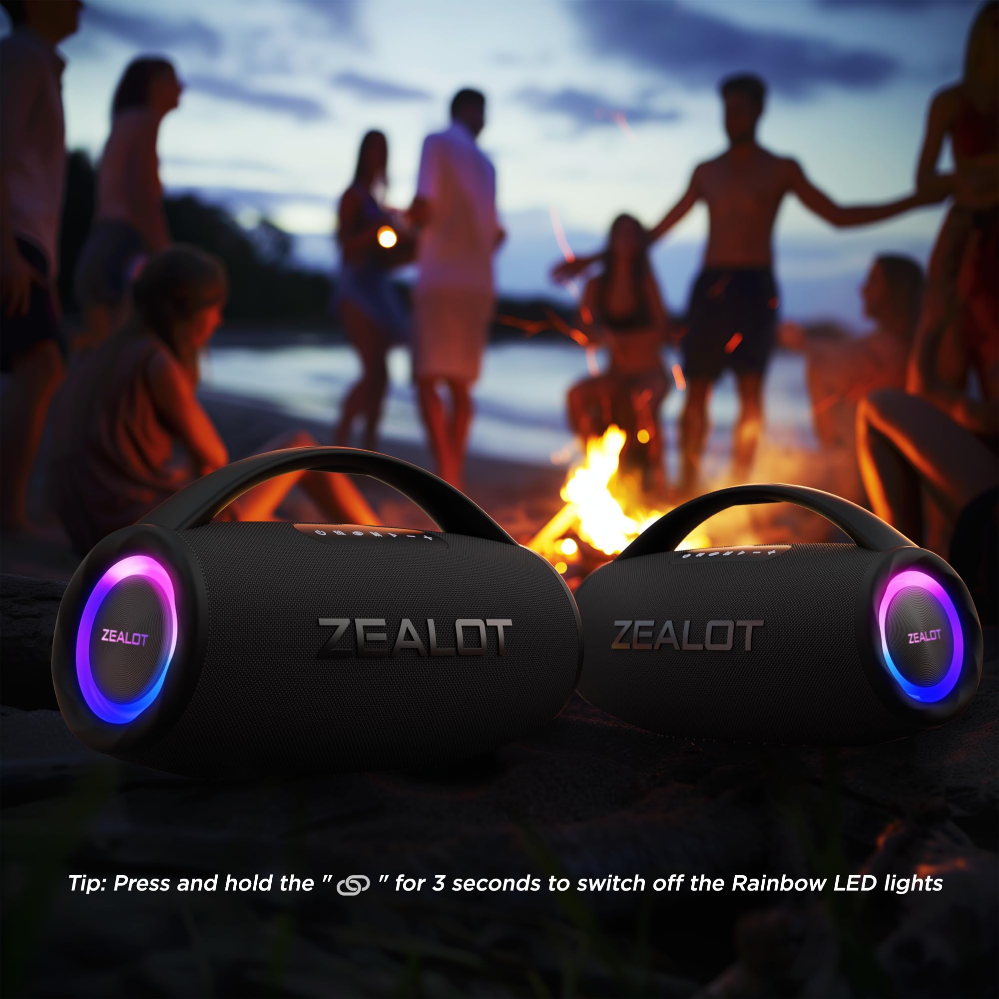 ZEALOT Bluetooth Speaker, 90W Portable Speaker Loud with Booming Bass, DSP, IP67 Waterproof Outdoor Speaker, Wireless, PowerBank, Bluetooth 5.2, Large Bluetooth Speaker for Camping, Beach, Gift
