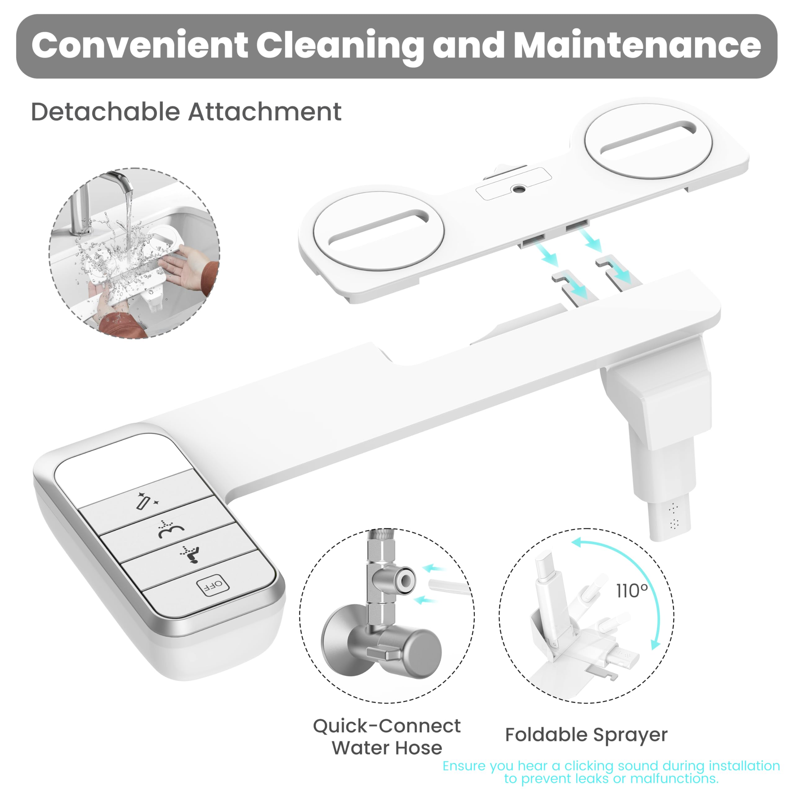 Aresmata Bidet Attachment for Toilet Ultra-Slim Bidets for Existing Toilets, Non-Electric Bidet Toilet Seat Self-Cleaning Retractable Nozzles Badays for Toilets, Quick & Easy Installation Bedets