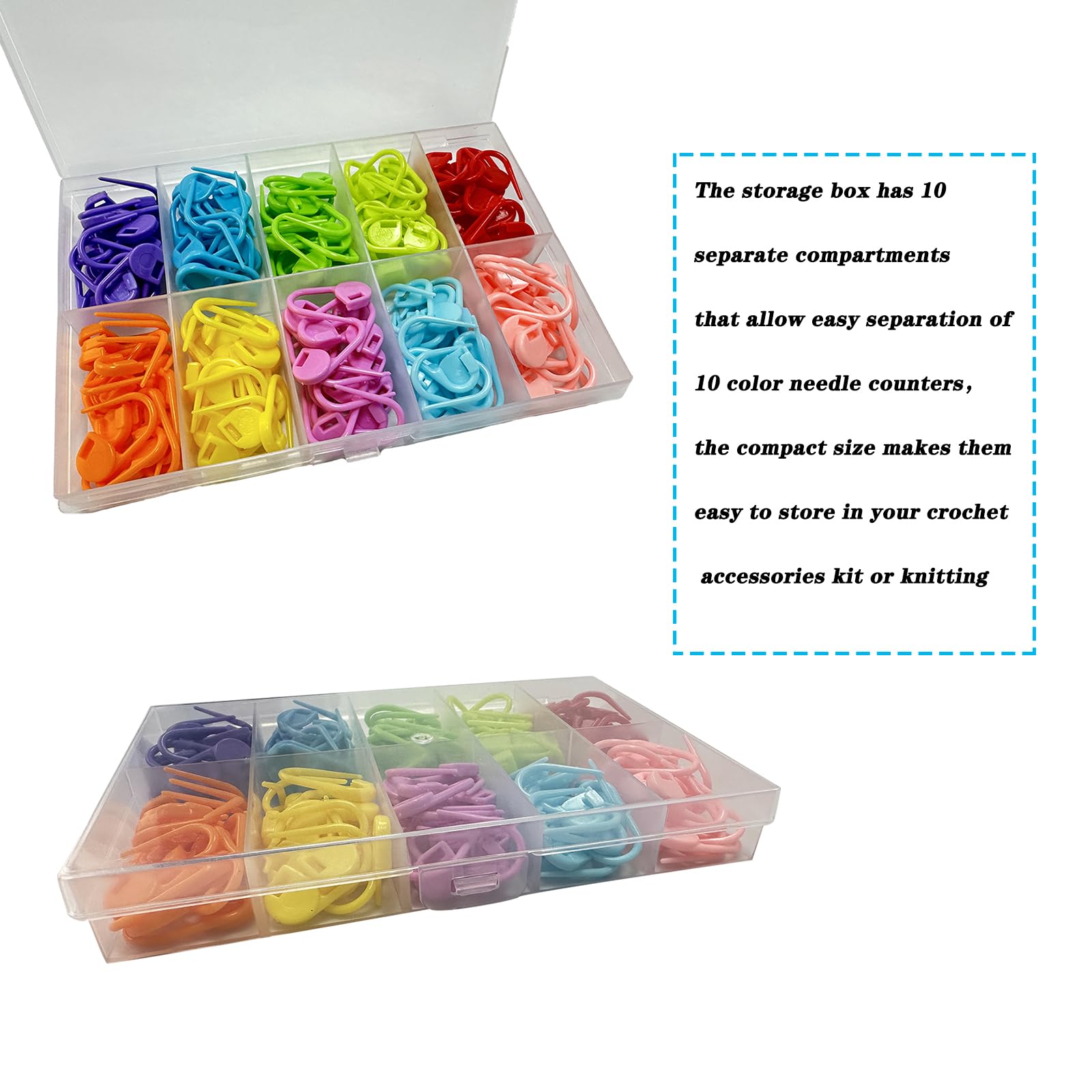 Meikeer 150 Pieces Knitting Crochet Locking Stitch Markers Stitch Needle Clip Counter 10 Colors (Color Ship Randomly)
