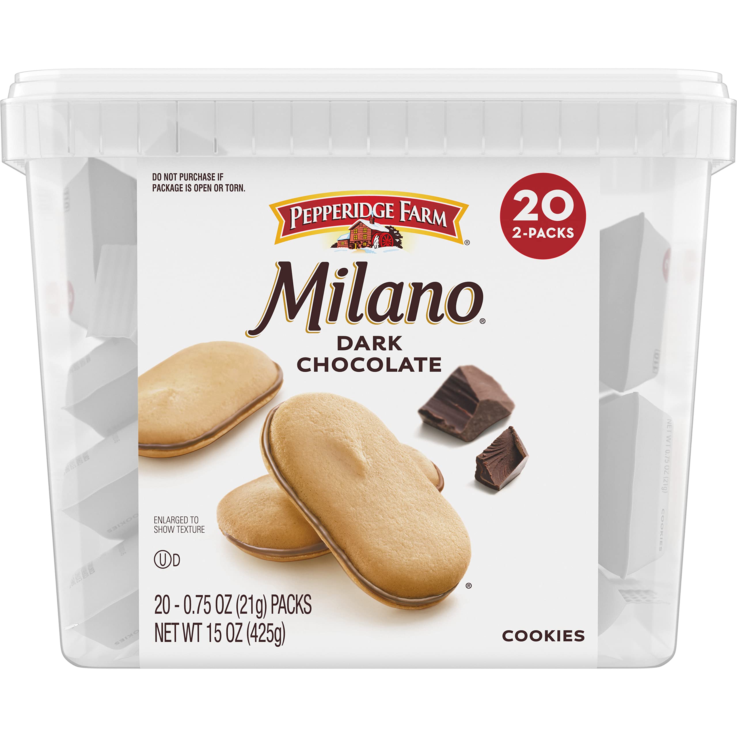 Pepperidge Farm Milano Cookies, Dark Chocolate, 20 Packs, 2 Cookies per Pack