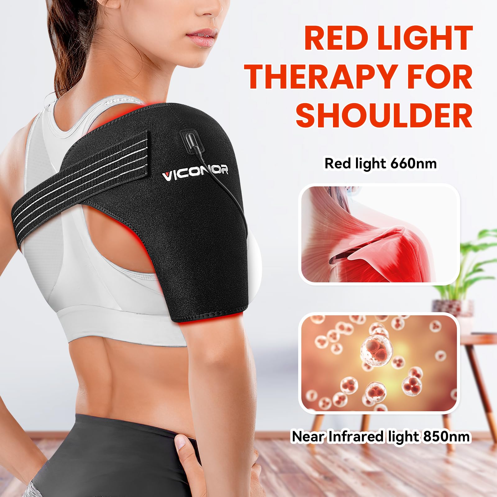 Red Light Therapy for Shoulder Pain Relife，Shoulder Heating Pad,Infrared Light Therapy for Body,Improve Joint Muscle，660nm&850nm Red Light Heated Shoulder Wrap