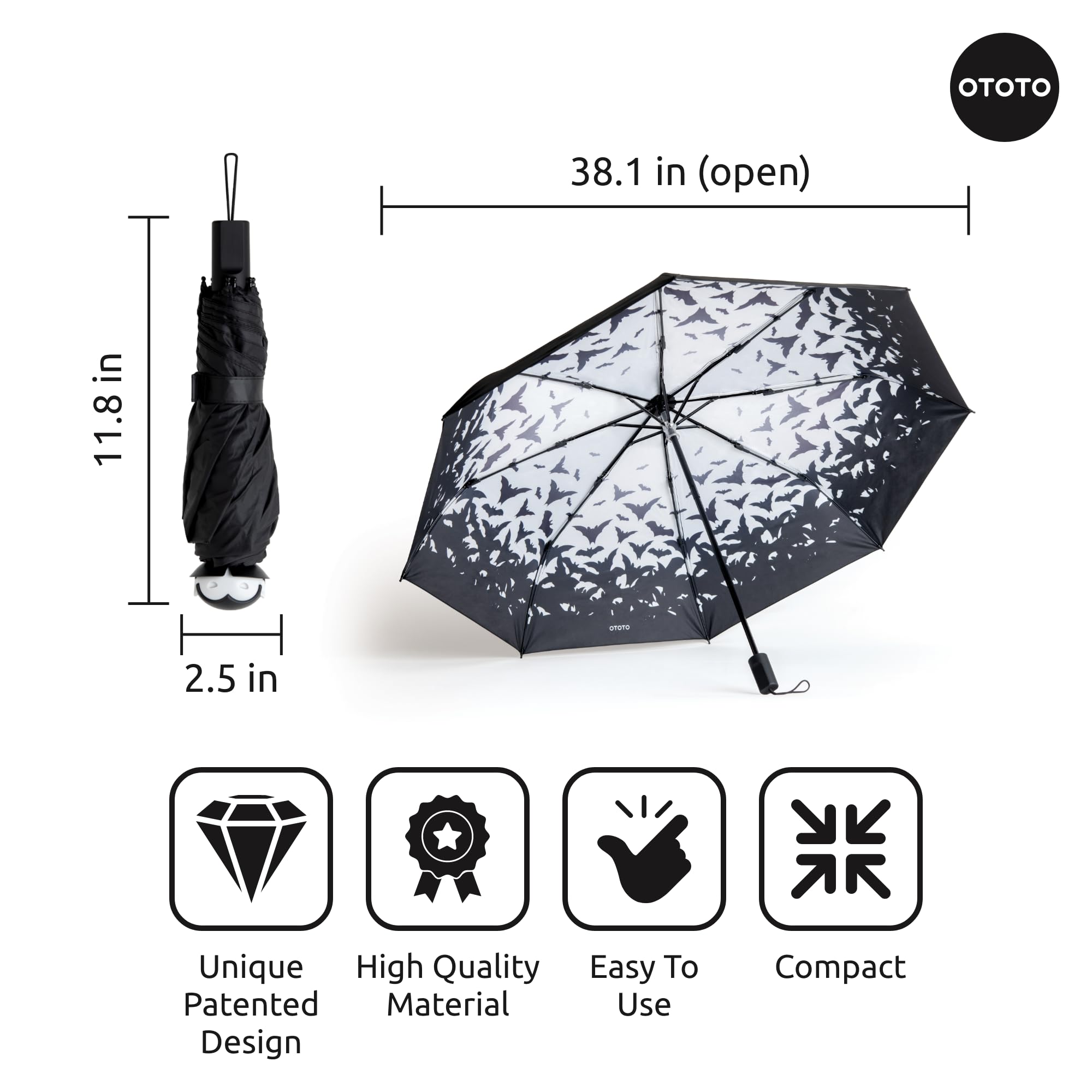 OTOTO NEW! Spookula Vampire Umbrella, Halloween Gifts, Unique Umbrella, Spooky Gifts, Goth Accessories, Dracula Cool Gifts, Gothic Umbrella, Black and White Umbrella, Umbrella Cute, Rain Umbrella