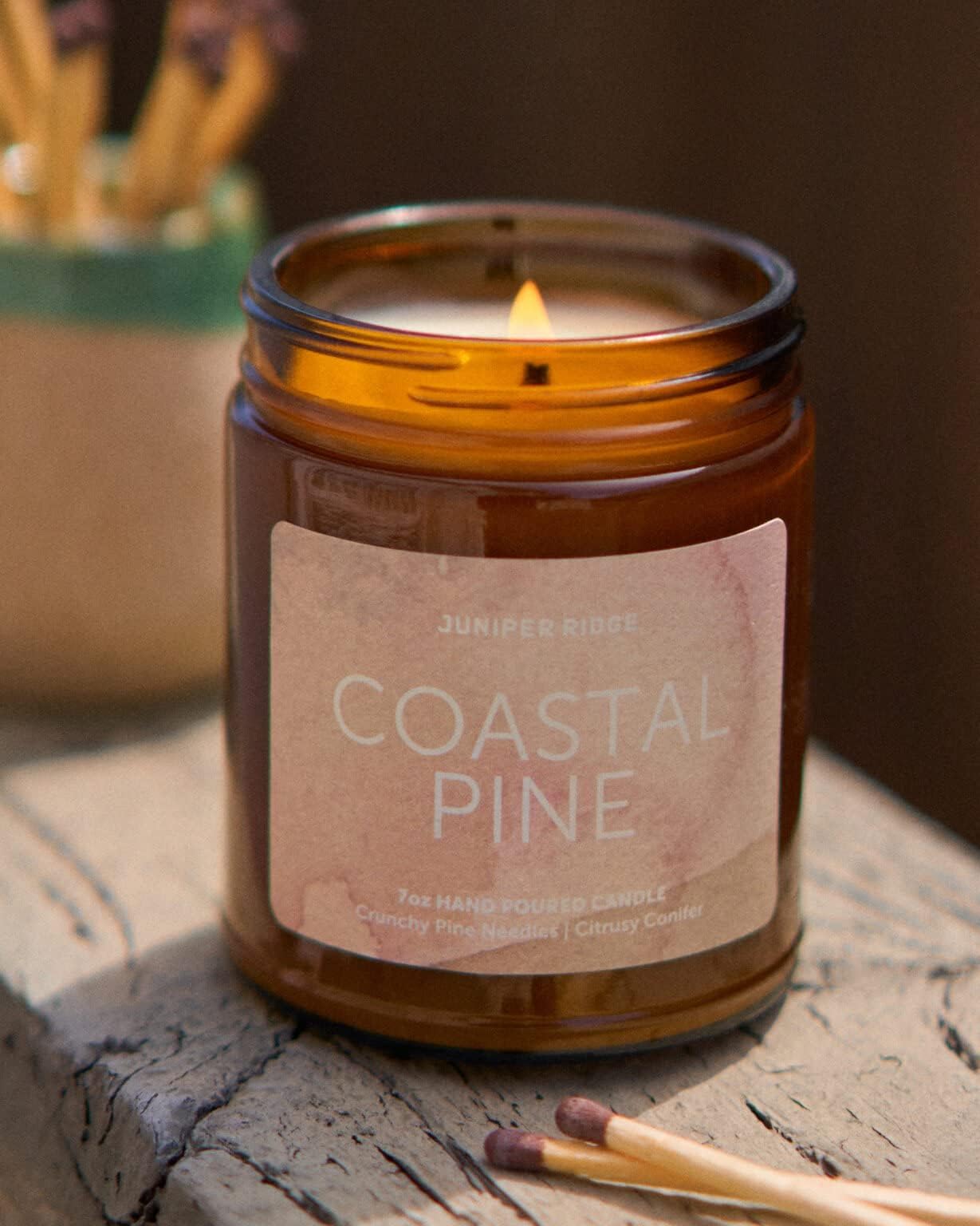 Juniper Ridge Coastal Pine Candle - Scented Candle for Home, Essential Oil Soy Candle, Notes of Pine & Ocean Air, Sustainable Ingredients, Clean, Paraben Free, Cruelty-Free, 7 oz