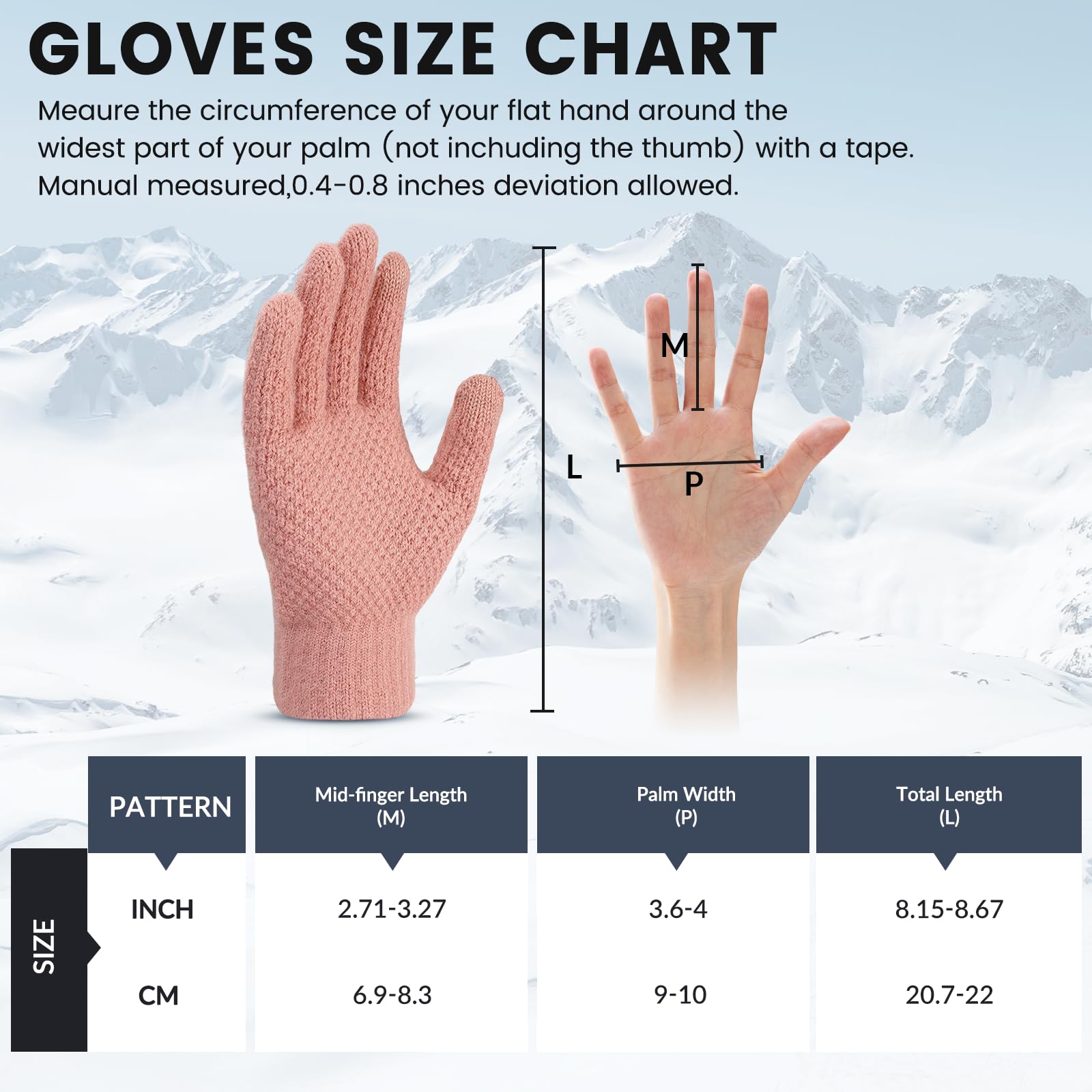 Loiyadn Winter Gloves - 4 Pairs Women's Winter Gloves, Winter Touchscreen Gloves Women Men, Warm Knit Gloves for Cold Weather