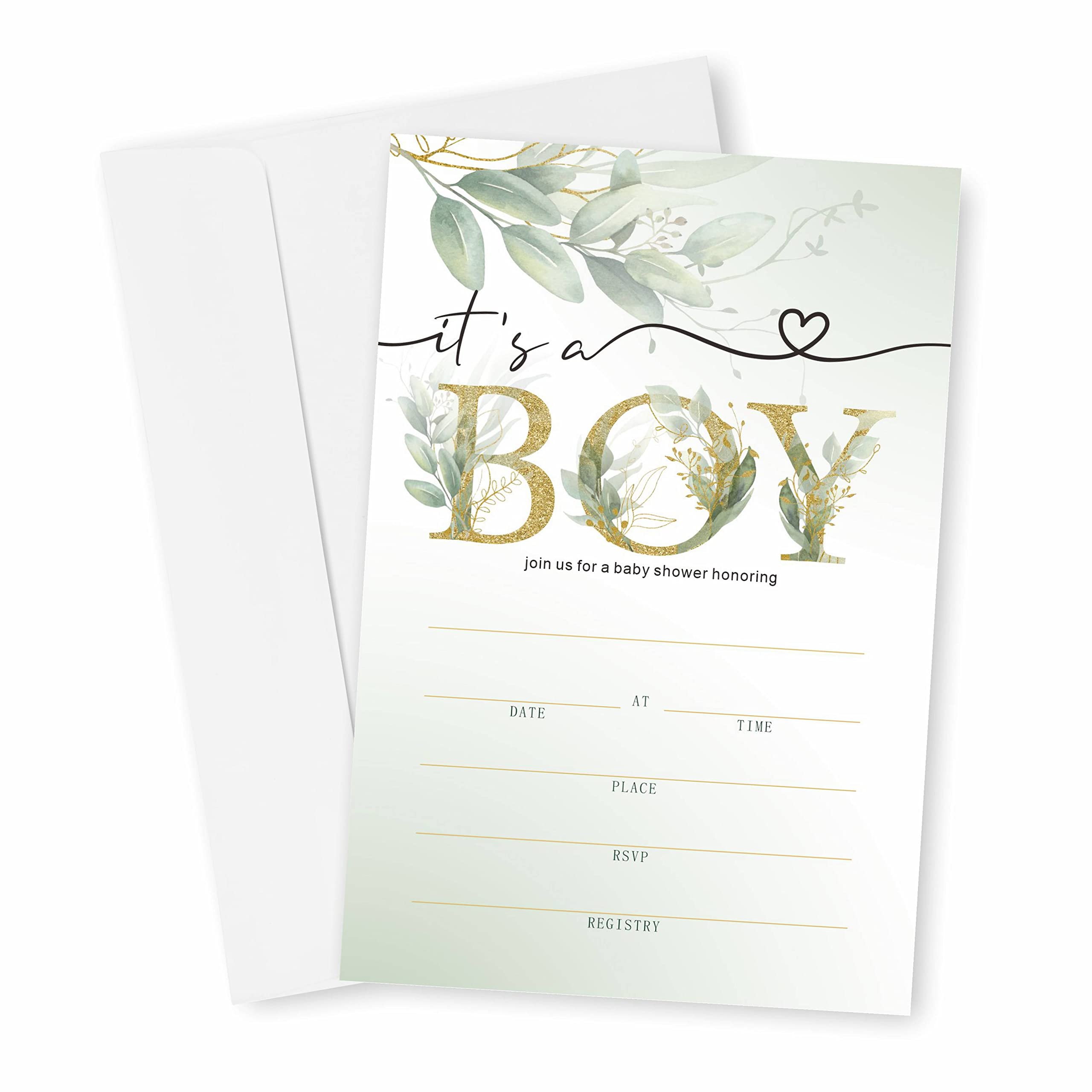 DYIRBIIY Baby Shower Invitation, 25 Fill-in Style Cards with Matching Envelopes, 4 x 6 Inch, Multicolor