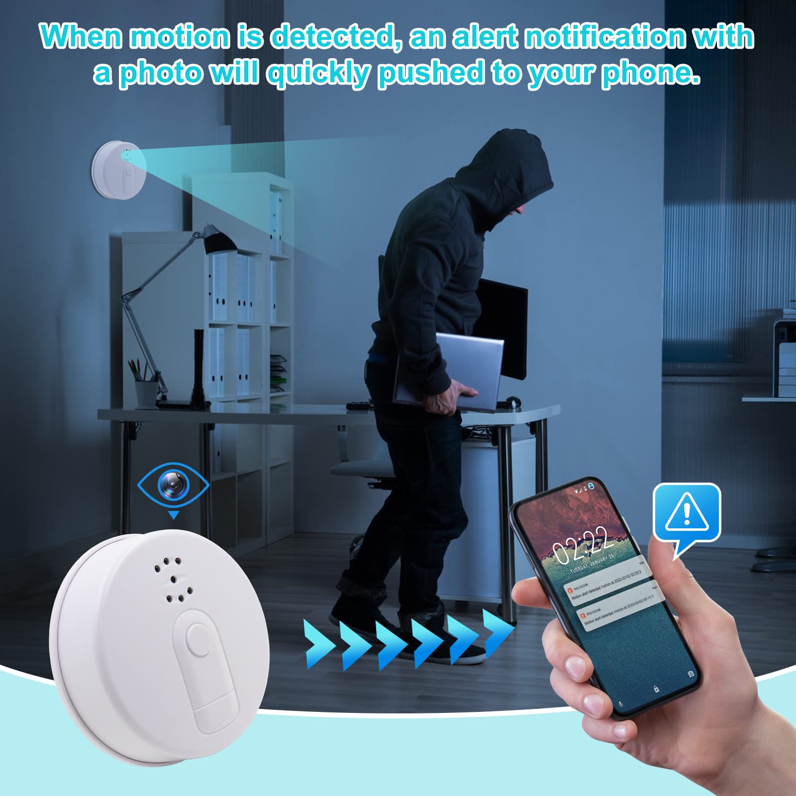 ZXWDDP 2024 New WiFi Hidden Camera Detector with Smoke Detector Nanny Camera for Home Office Indoor Surveillance Camera with Motion Detection, Night Vision for Indoor Security