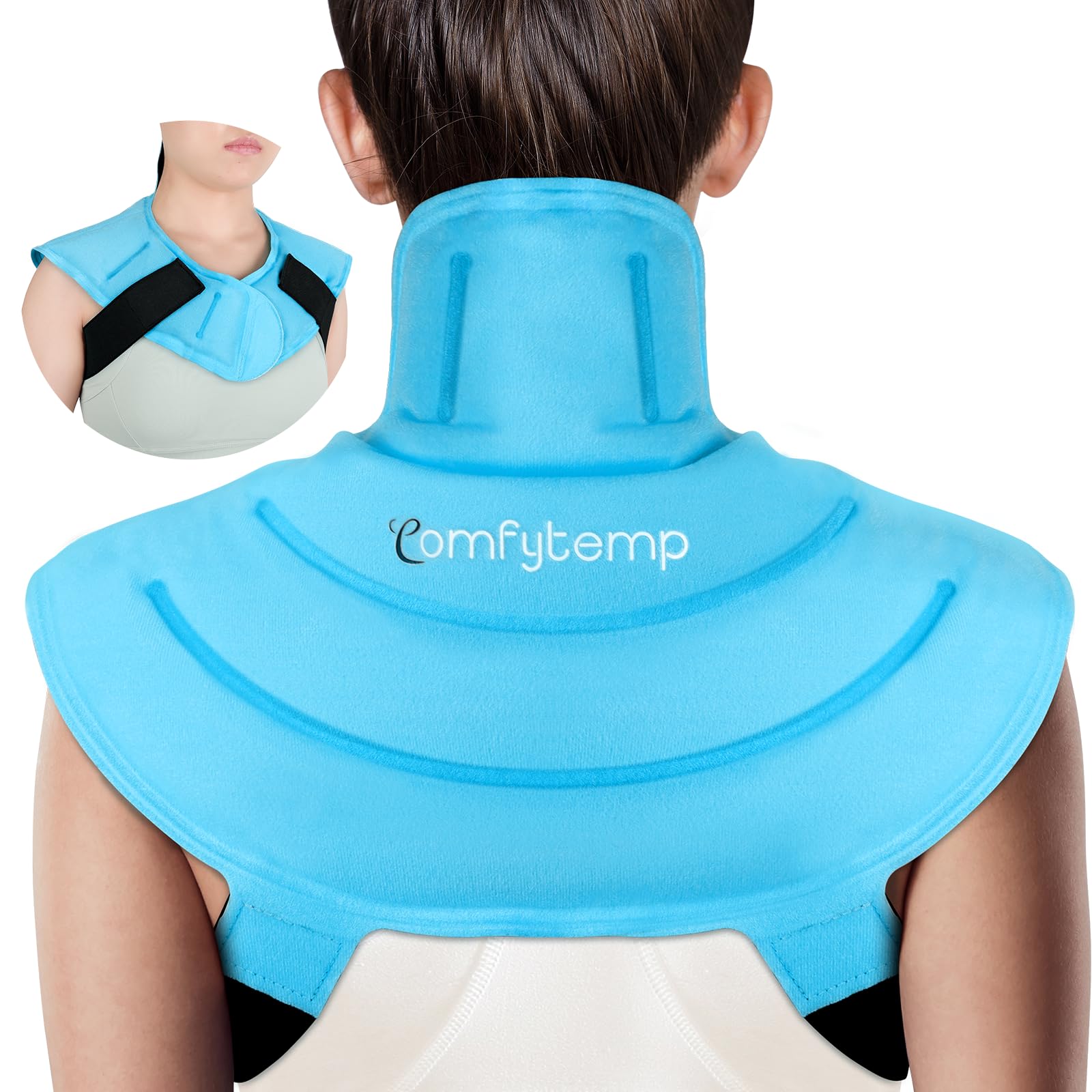 Comfytemp Ice Pack for Neck and Shoulders Pain Relief with Straps, FSA HSA Eligible, Reusable Gel Neck Ice Pack Wrap with Cold Compression Physical Therapy Recovery for Upper Back, Cervical, Injuries