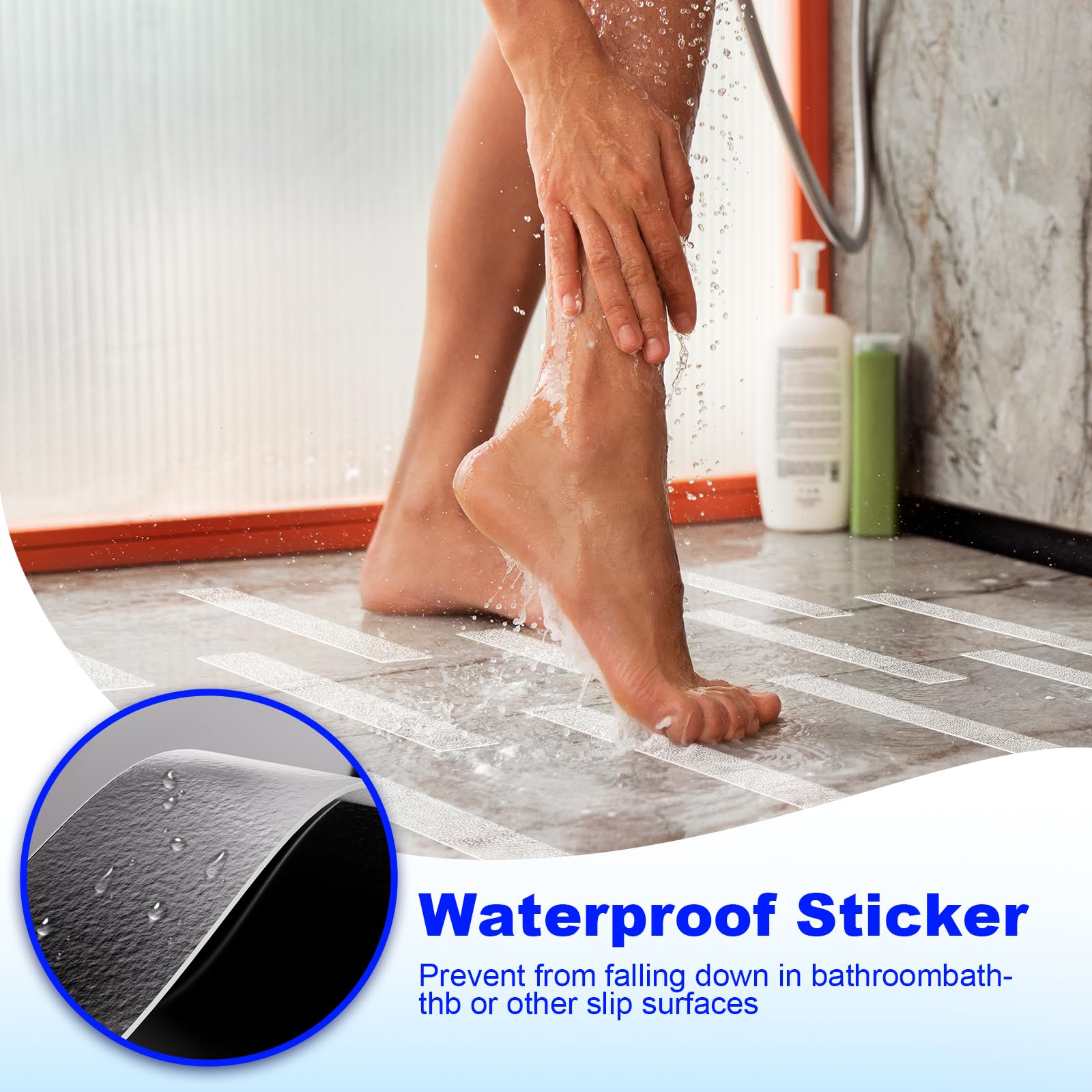 PHIXBEAR Anti Slip Shower Stickers, Original Bathtub Non Slip Stickers, Transparent bathroom safety strips for Bath Tub, Shower Floor, Stairs, Ladders