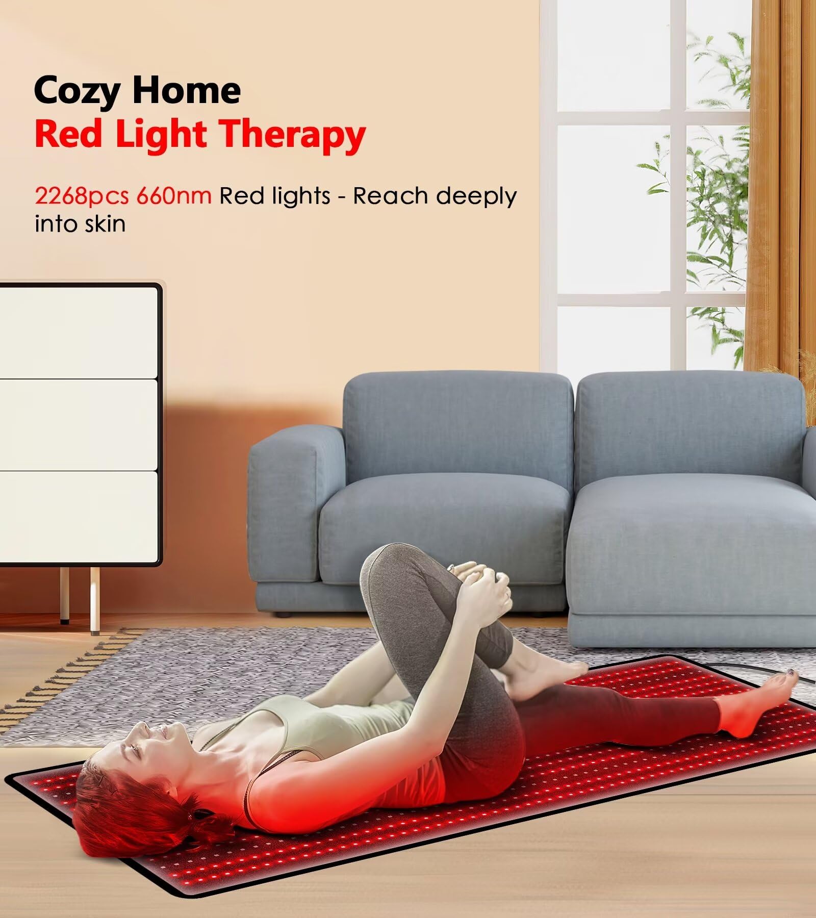 Red Light Therapy Mat for Full Body - 945pcs LED 63''×22.44'' Large Red & Infrared Light Therapy Pad Blanket with Red Light 660nm and Near-Infrared Light 850nm for Body at Home Use