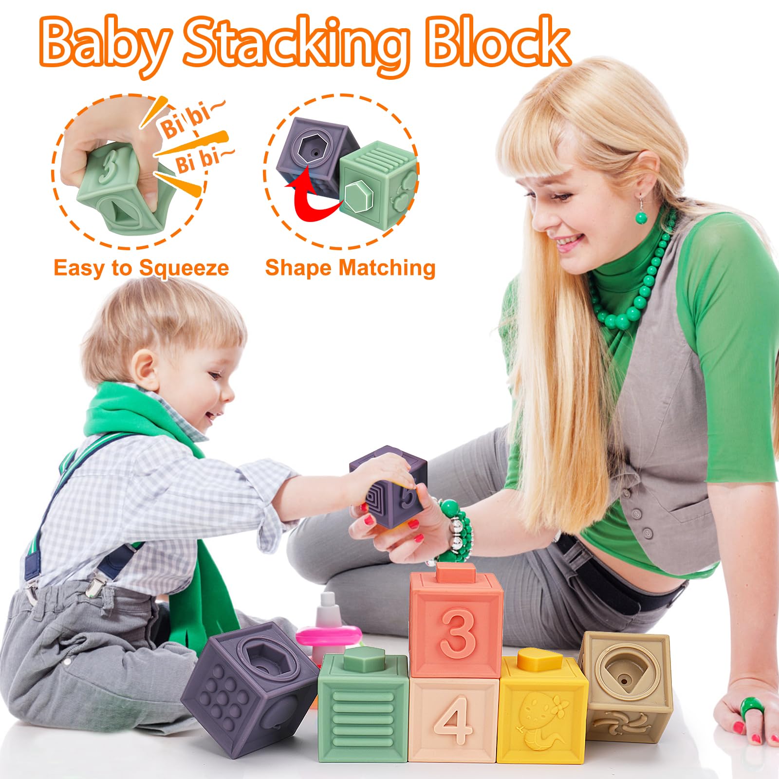 Montessori Baby Toys 6-12-18 Months, Infant Pull String Stacking Cups Shape Sorter Blocks Toy 6 7 8 9 10 11 12 M+ Sensory Development Learning Toy 6-9 9-12 Months Birthday Gift for 1 Year Old Boy Girl