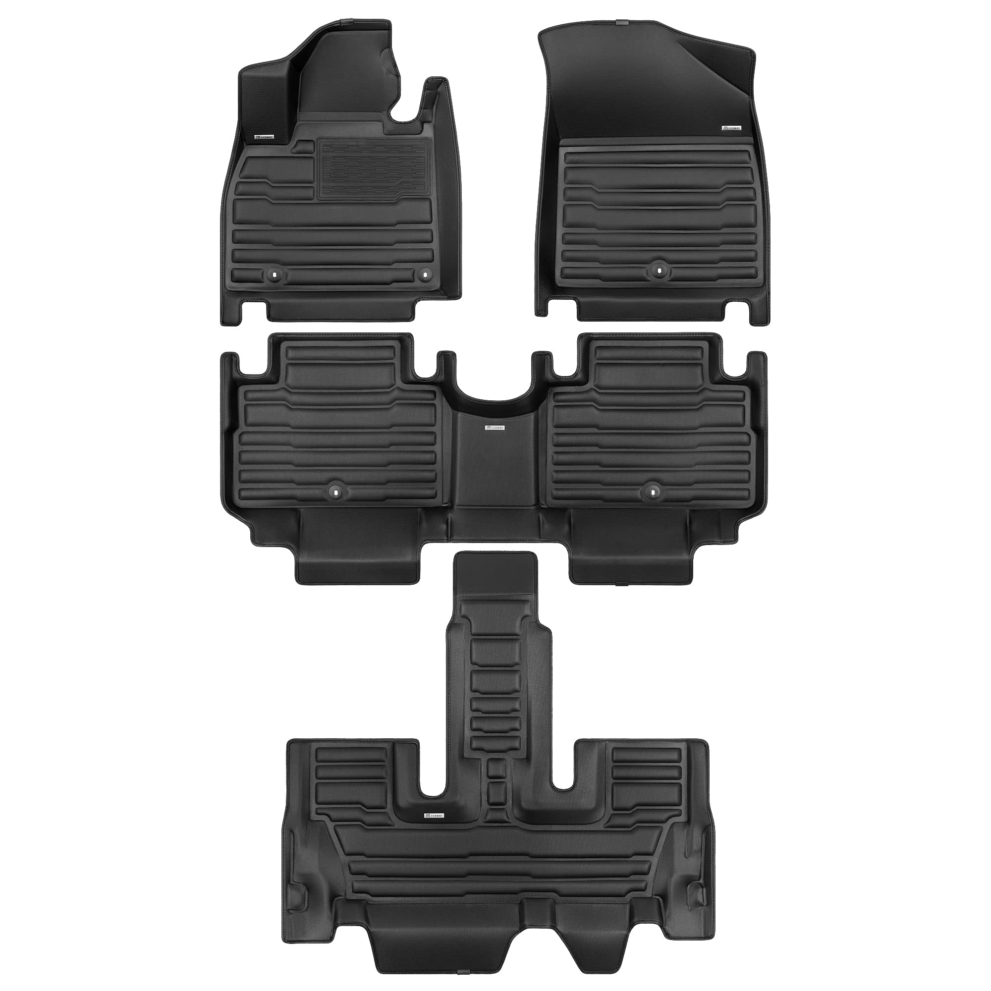 TuxMat - for Kia Telluride 7-Seater 2020-2025 Models - Custom Car Mats - Maximum Coverage, All Weather, Laser Measured - This Full Set Includes 1st, 2nd and 3rd Rows