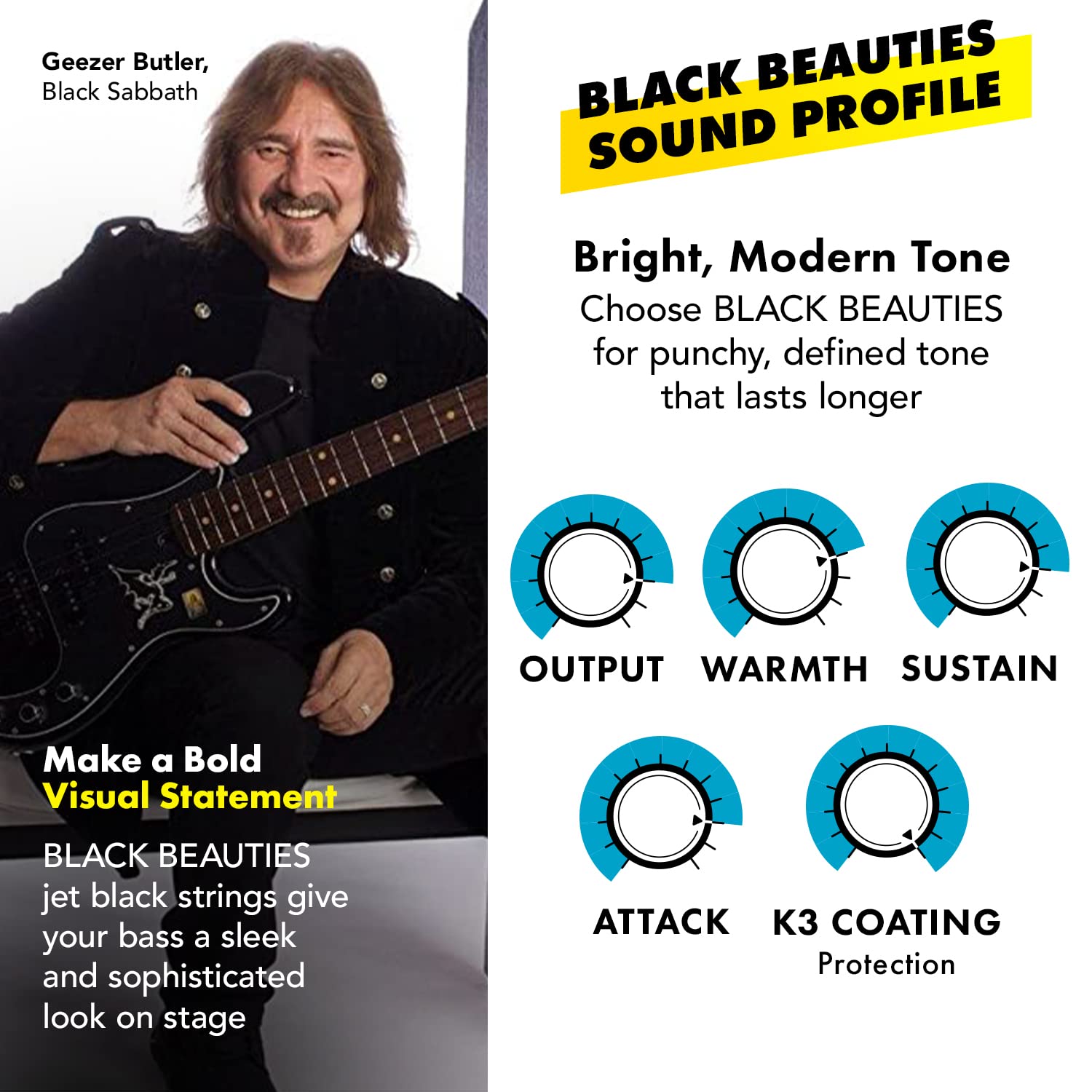 DR Strings Black Beauties-Black Coated Bass Guitar Strings 45-105 (BKB-45)