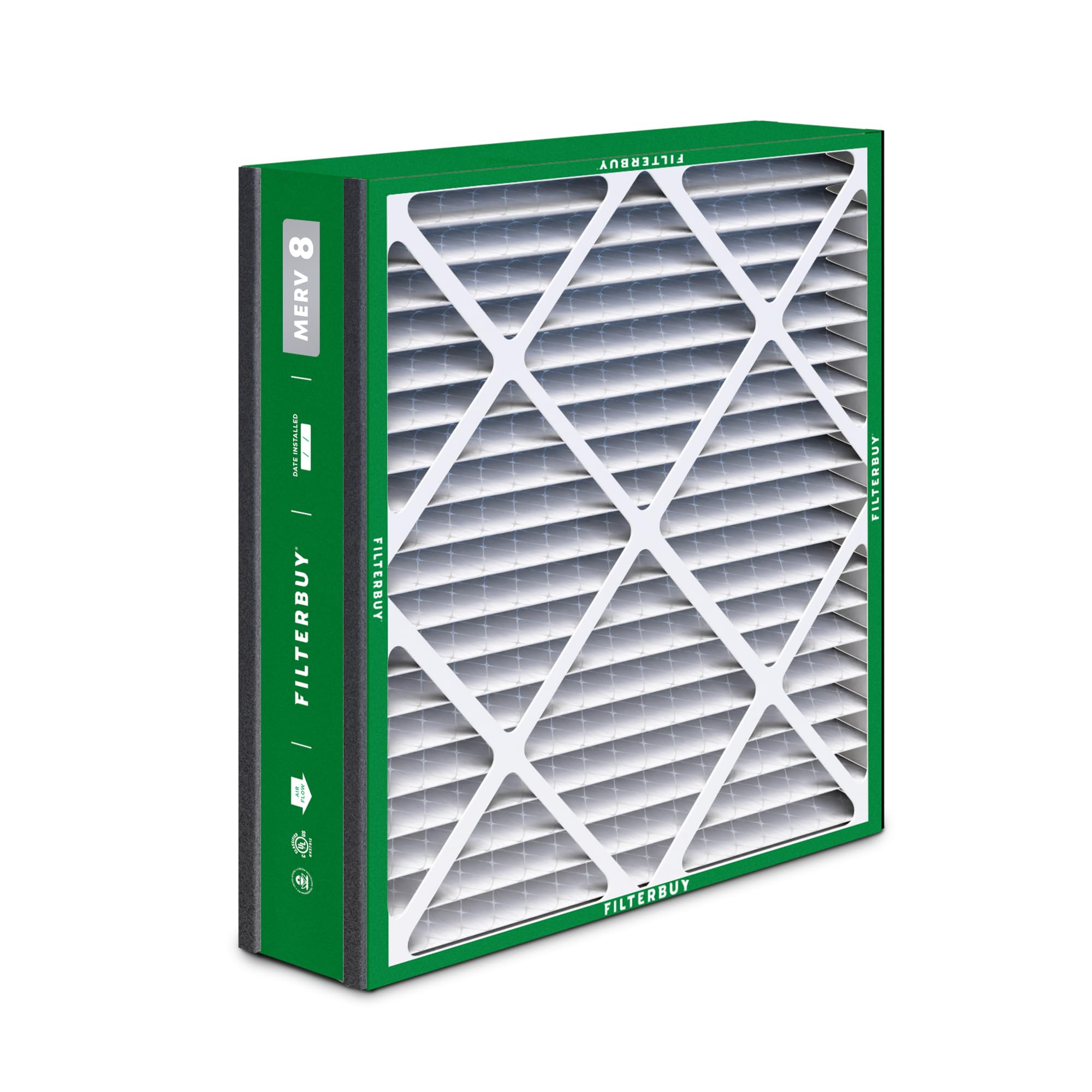 Filterbuy 20x25x5 Air Filter MERV 8 Dust Defense (2-Pack), Pleated HVAC AC Furnace Air Filters for Trion Air Bear, Generalaire, Skuttle, and More (Actual Size: 19.63 x 24.13 x 4.88 Inches)