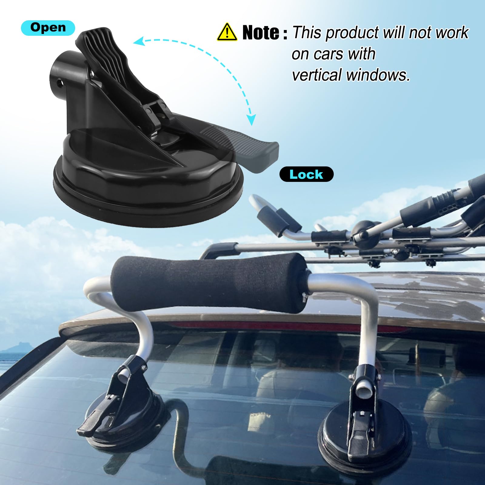 CWaveRow Kayak Roller Kayak Load Assist with Heavy Duty Suction Cups Mount Compatible with Most Car Universal Kayak Accessories
