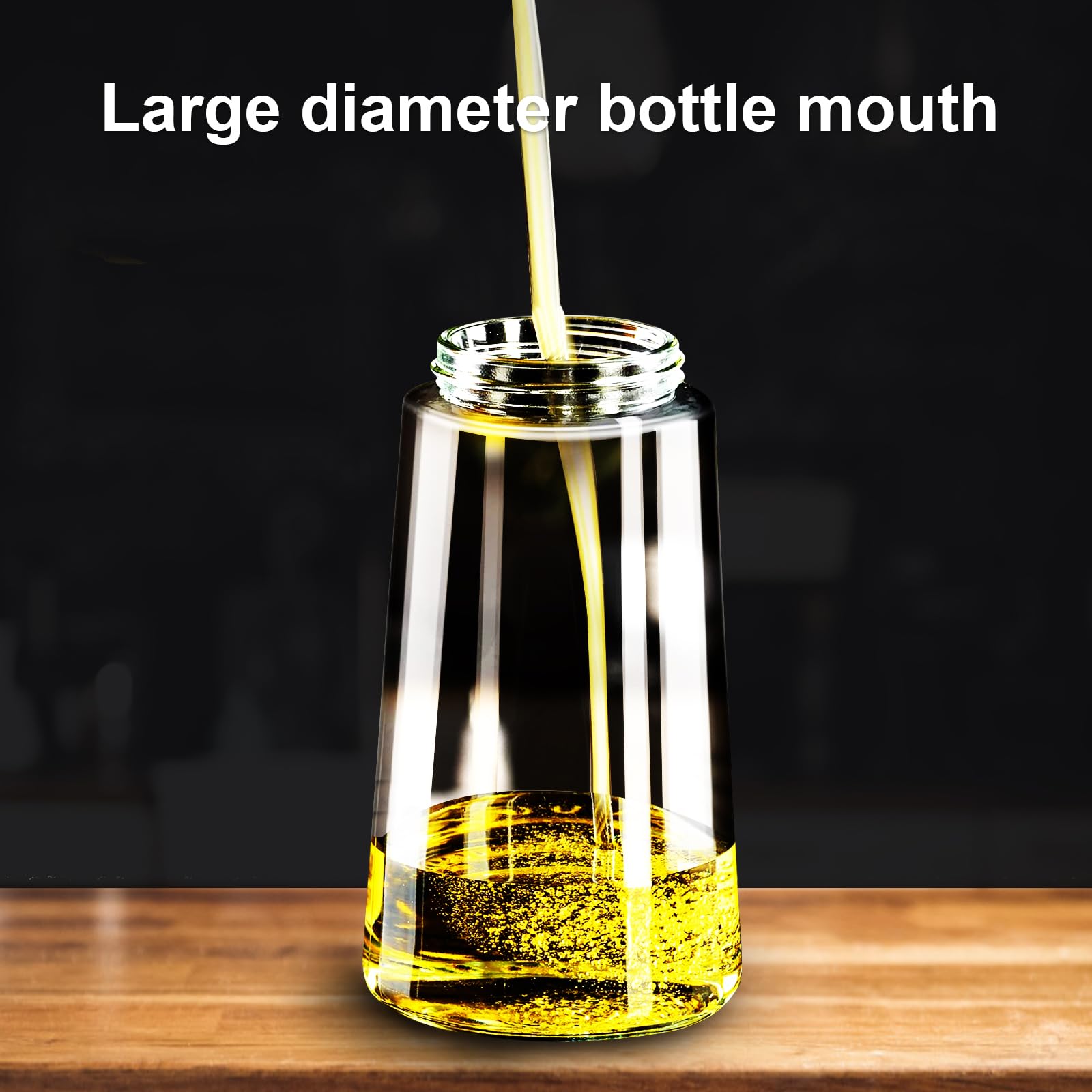 2 in 1 Glass Oil Sprayer & Dispenser,16oz/470ml Olive Cooking, Air Fryer, and Salad, for Kitchen Gadgets and Air Fryer Accessories, w/Stickers (Black)