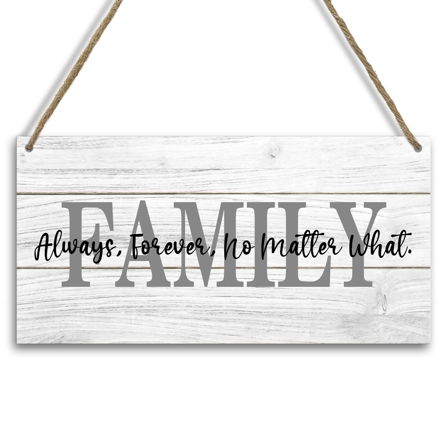 Family Wall Decor Wood Hanging Sign, Family Signs for Home Decor, Home Decor Family Sign Plaque, Family Always Forever No Matter What, Artwork Housewarming Gift for Living Room Kitchen Bedroom -02