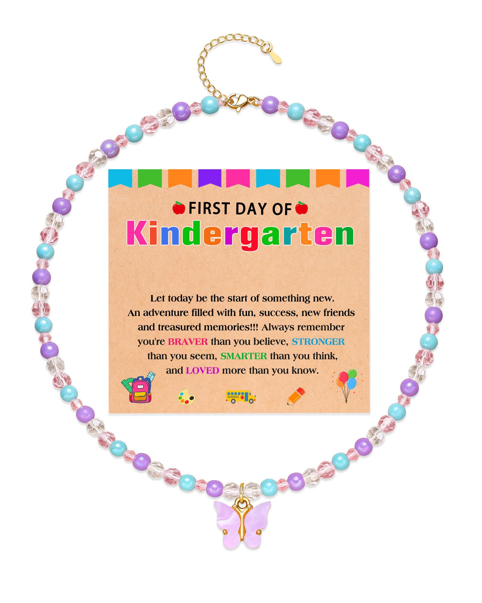 Kidbbi First Day of Kindergarten Gift First Day of School Back to School Necklace Gifts for Kids Girls