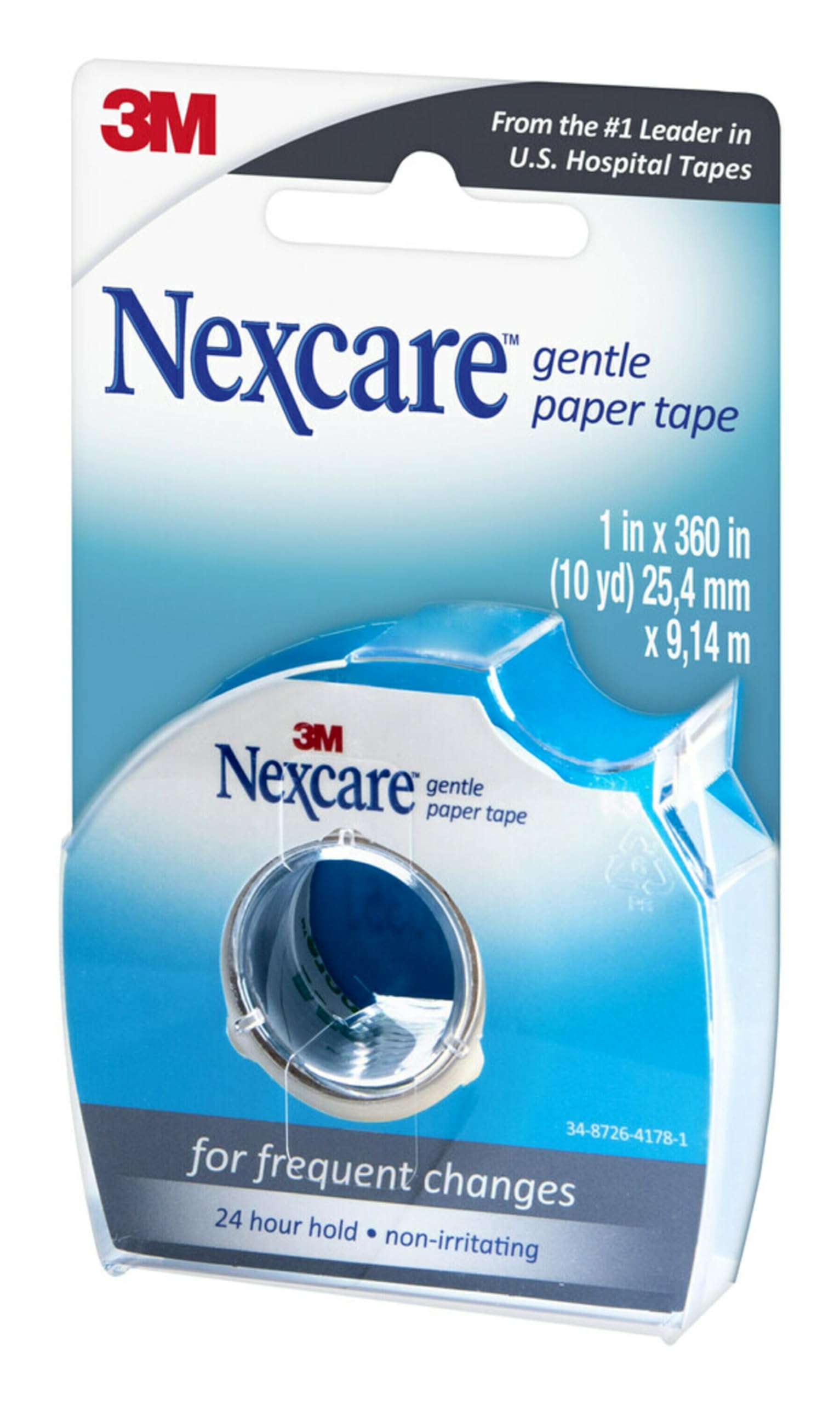 Nexcare Gentle Paper Tape Dispenser, Medical Paper Tape, Secures Dressings and Lifts Away Gently - 1 in x 10 Yds, 1 Dispenser