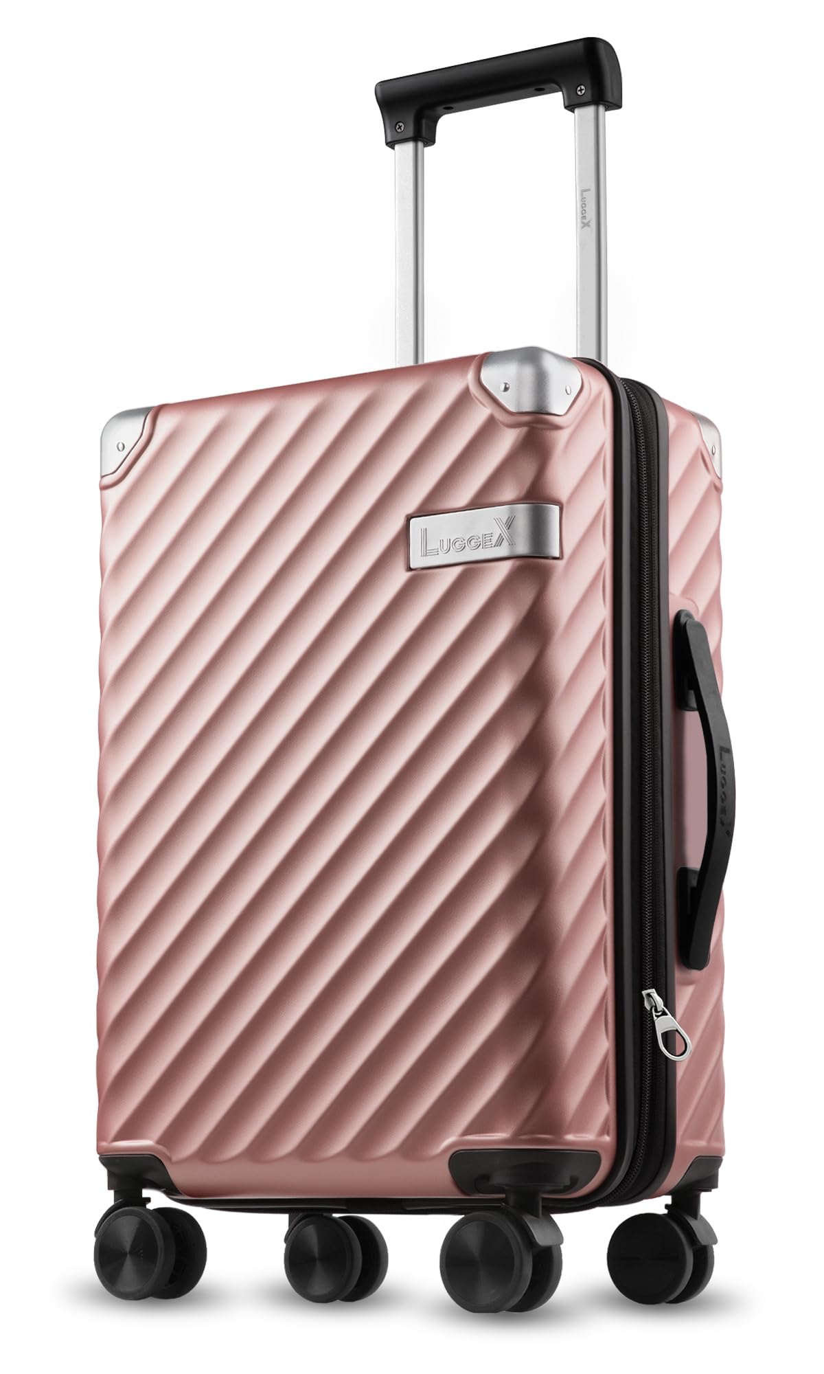 LUGGEX Carry On Luggage 22x14x9 Airline Approved - 100% Polycarbonate Expandable Hard Shell Suitcase with Spinner Wheels (Rose Gold, 20 Inch)